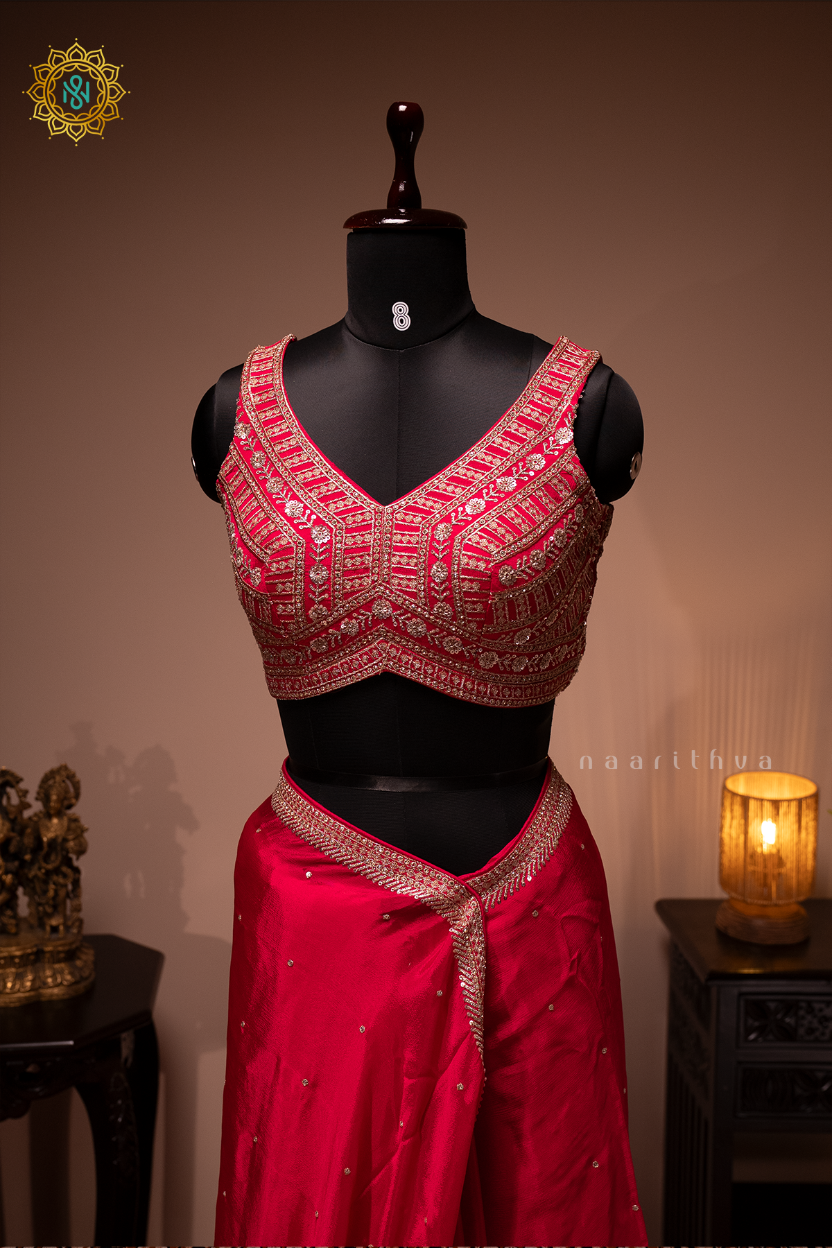 RANI PINK - CHINNON DESIGNER WEAR WITH READYMADE BLOUSE