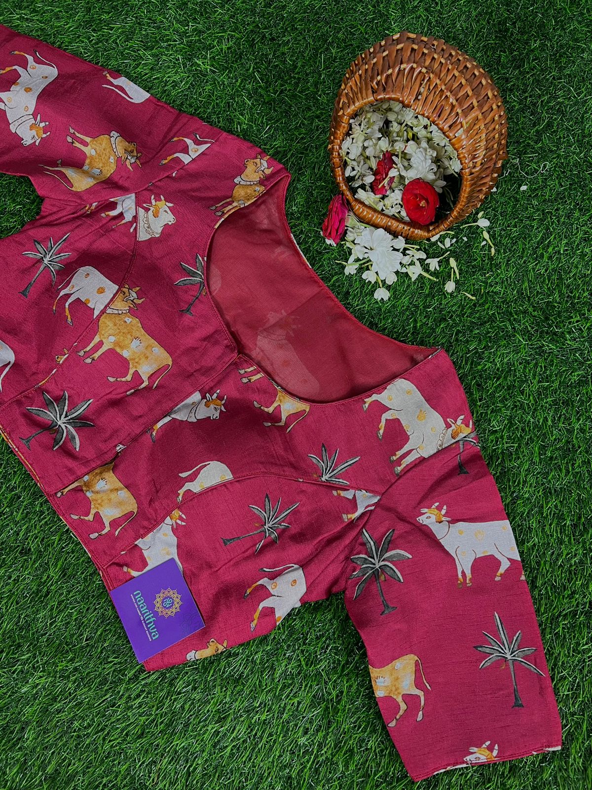 REDDISH PINK - READYMADE DOLA SILK WITH PICHWAI PRINTS
