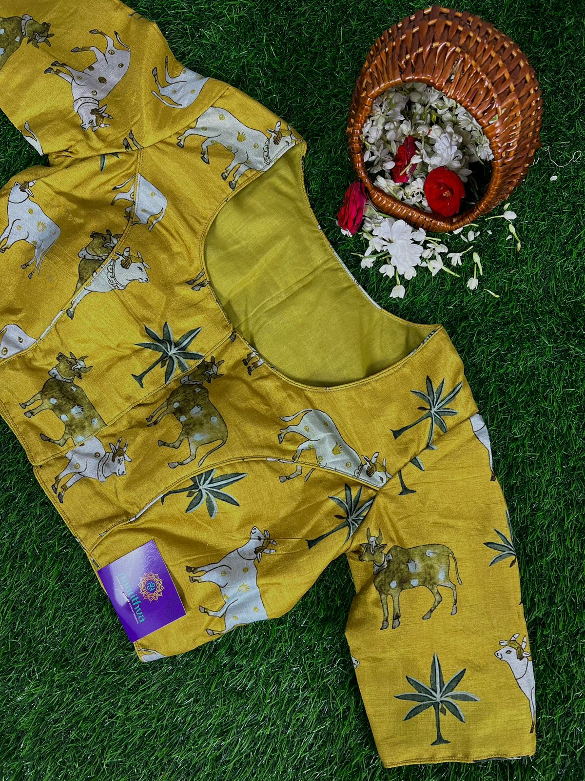 YELLOW - READYMADE DOLA SILK WITH PICHWAI PRINTS