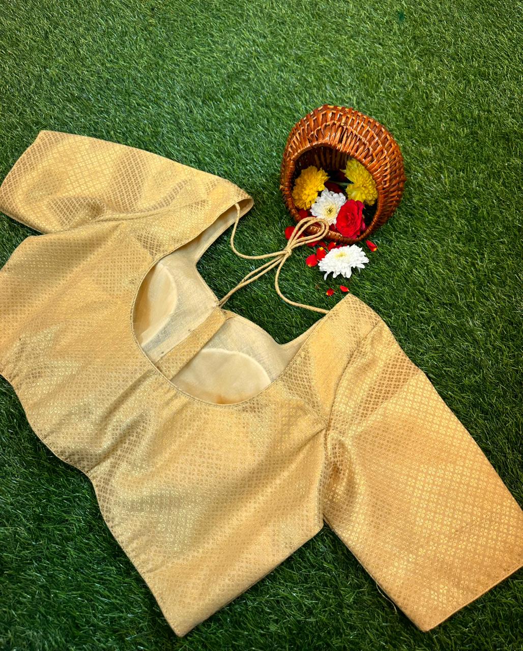 READYMADE BROCADE BLOUSE IN GOLD