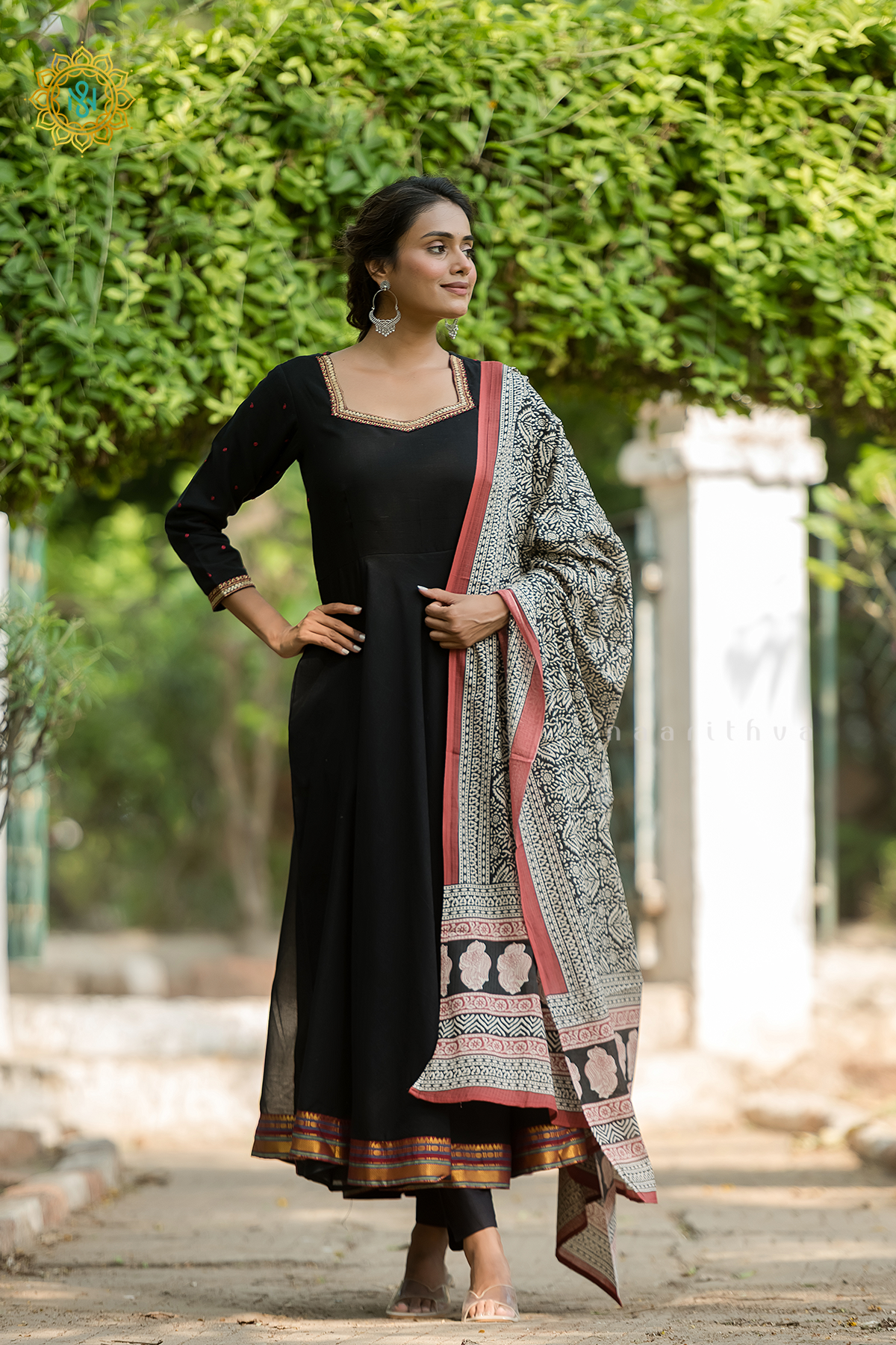 BLACK - COTTON 3PC SALWAR SUIT WITH TOP, BOTTOM & DUPATTA