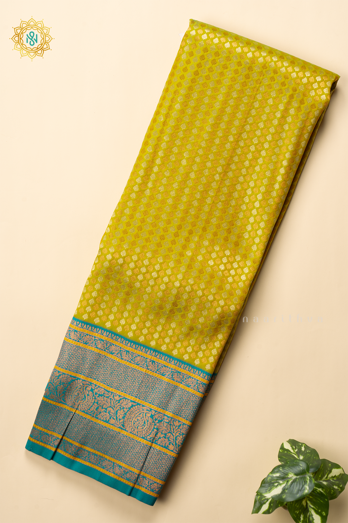 PARROT GREEN WITH CYAN GREEN - SEMI KANCHI