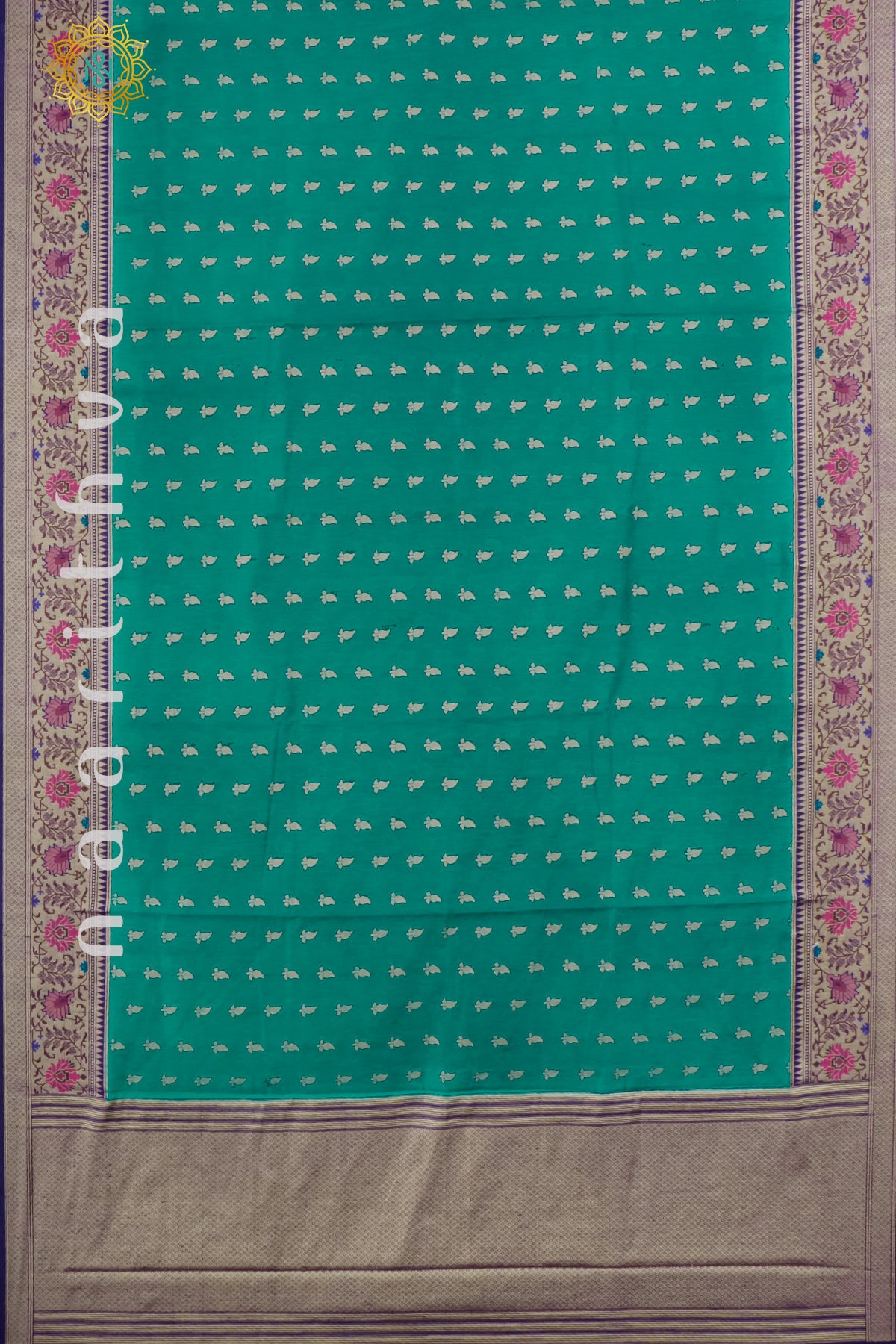 RAMA GREEN WITH BLUE - JUTE COTTON