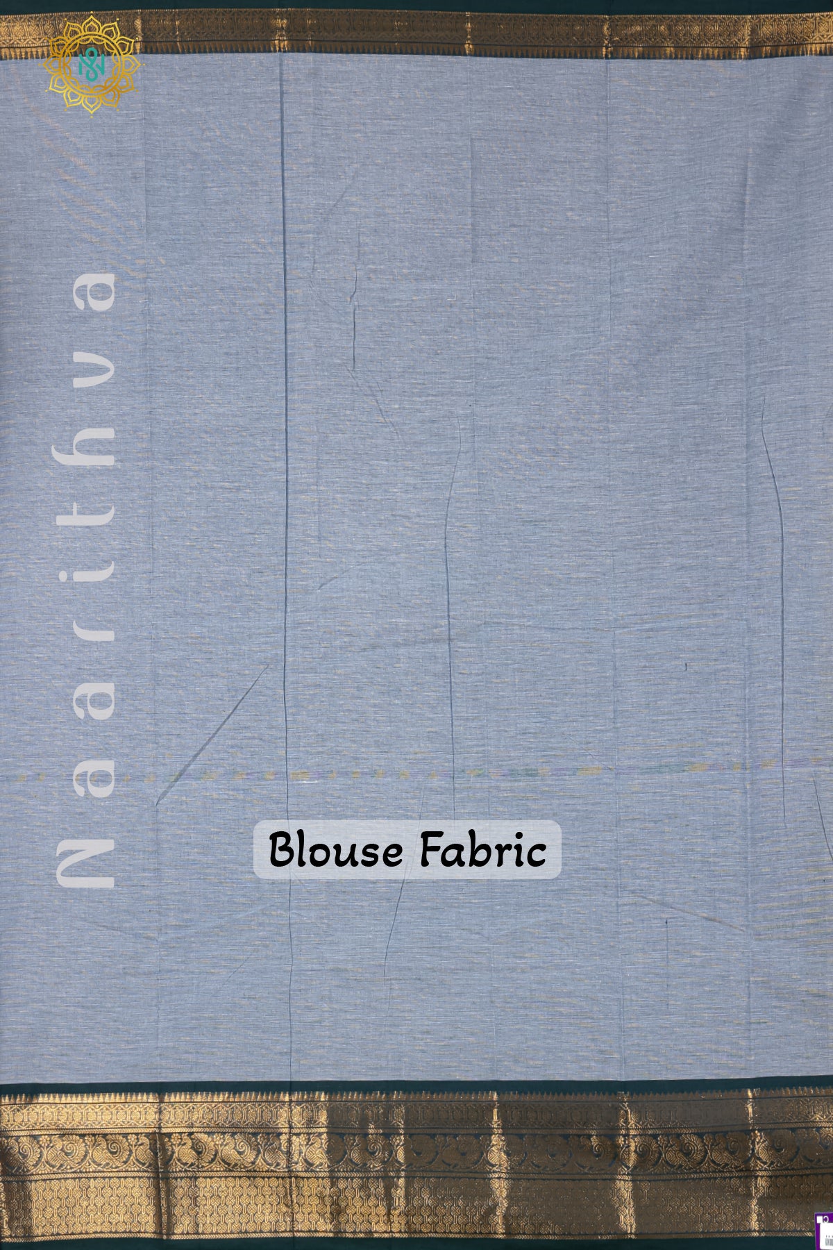 BLUISH GREY WITH BOTTLE GREEN - CHETTINAD COTTON