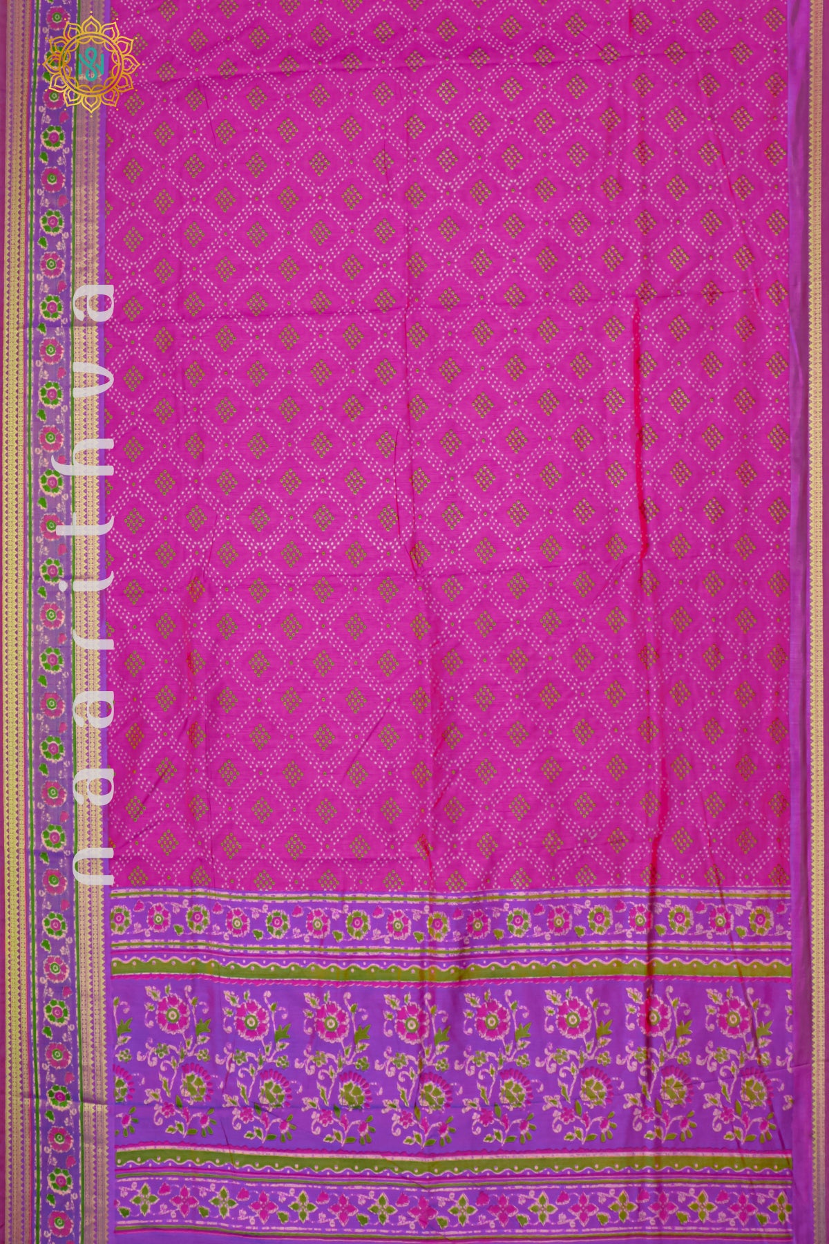 PINK WITH MAGENTA - SEMI CREPE SILK