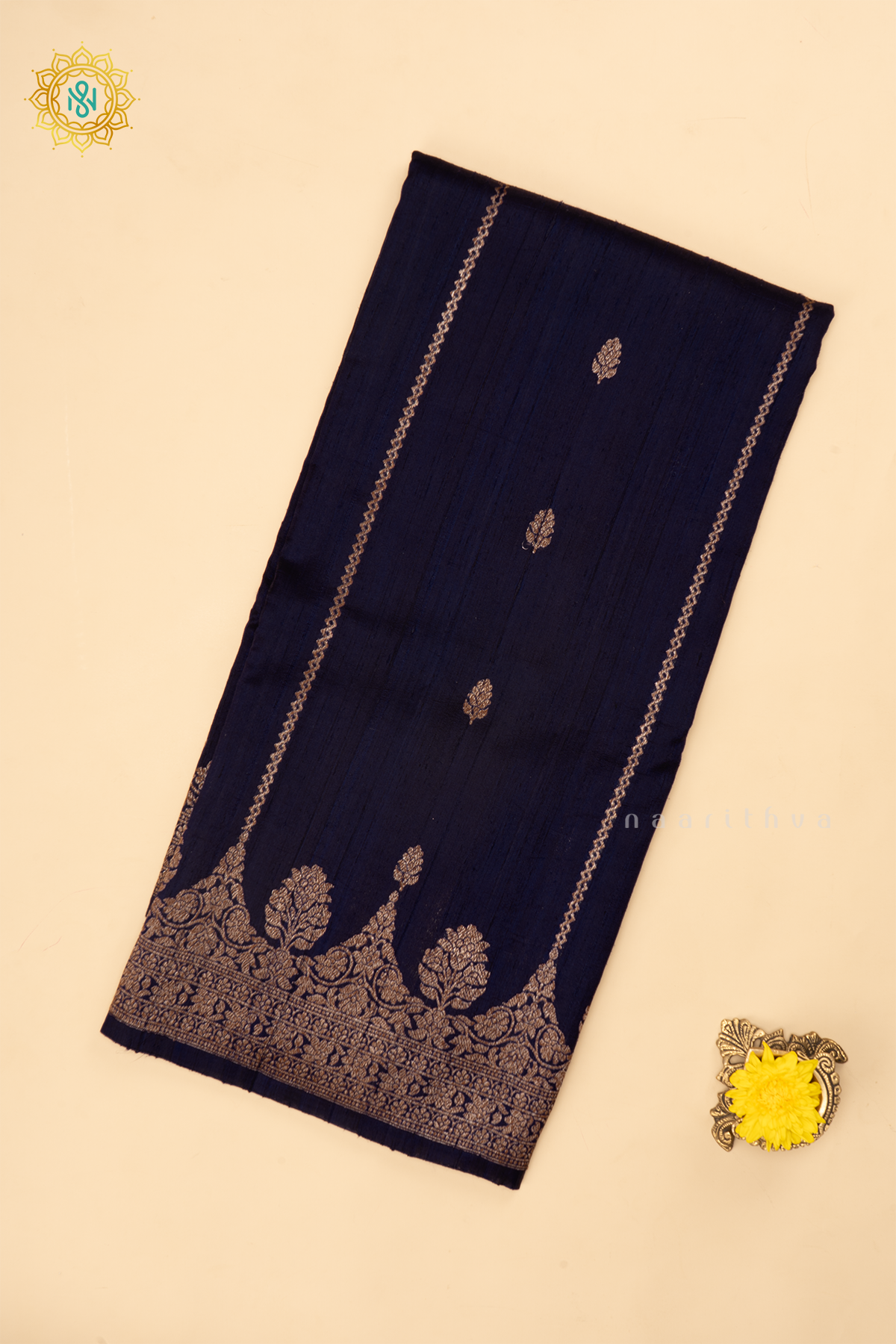 VIOLET - PURE BANARASI RAW SILK SAREE WITH ALLOVER  ZARI WOVEN BUTTAS AND SCALLOP BORDER