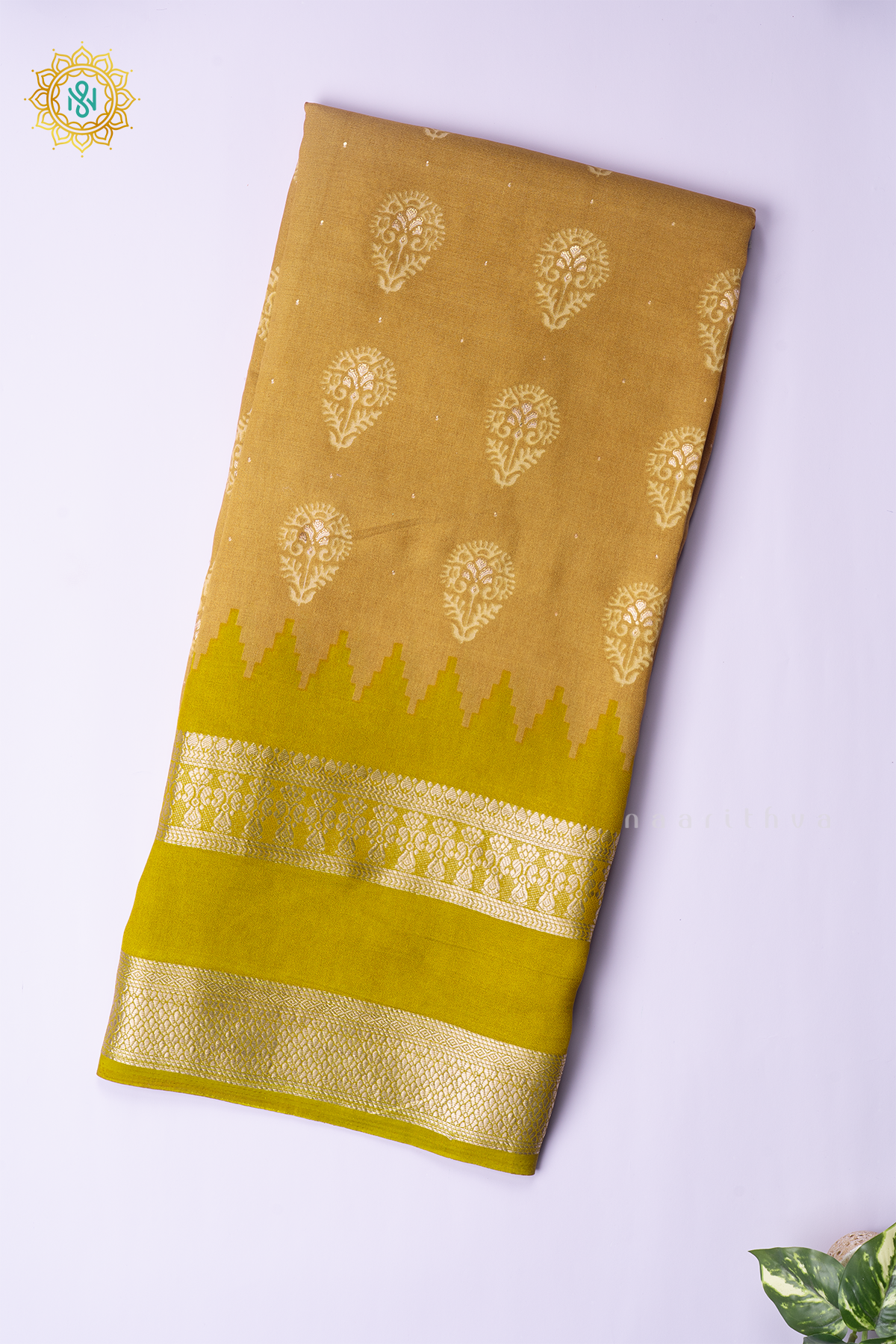 MUSTRAD WITH LEMON YELLOW - SEMI GEORGETTE