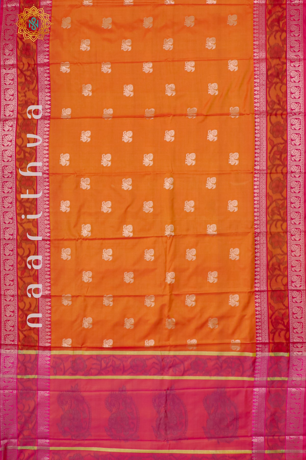 ORANGE WITH PINK - SEMI KANCHI