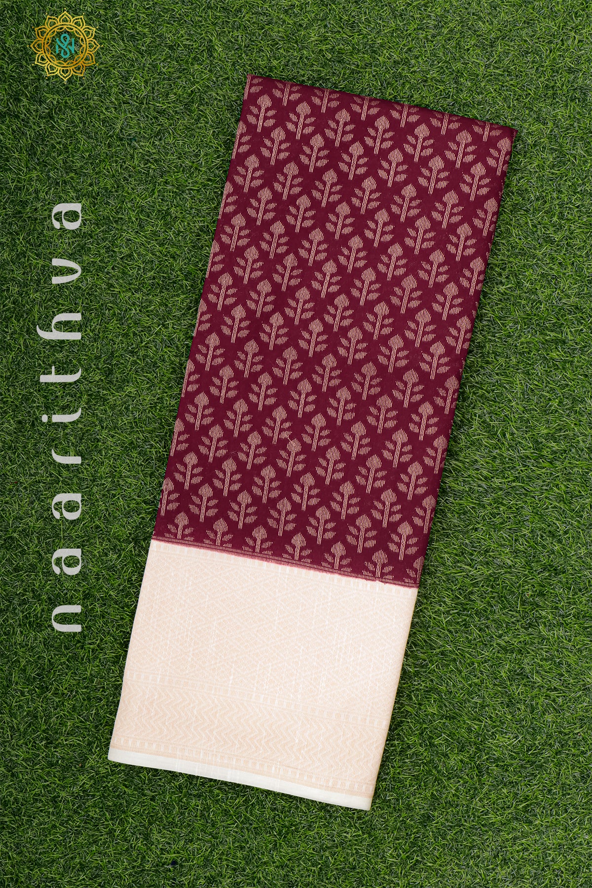 MAROON WITH OFF WHITE - JUTE COTTON