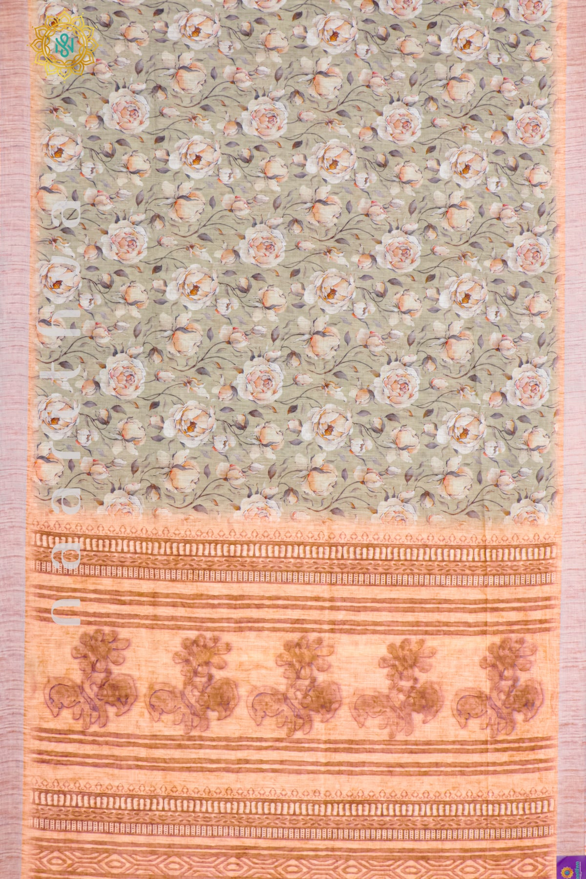 BIEGE WITH ORANGE - LINEN BY COTTON