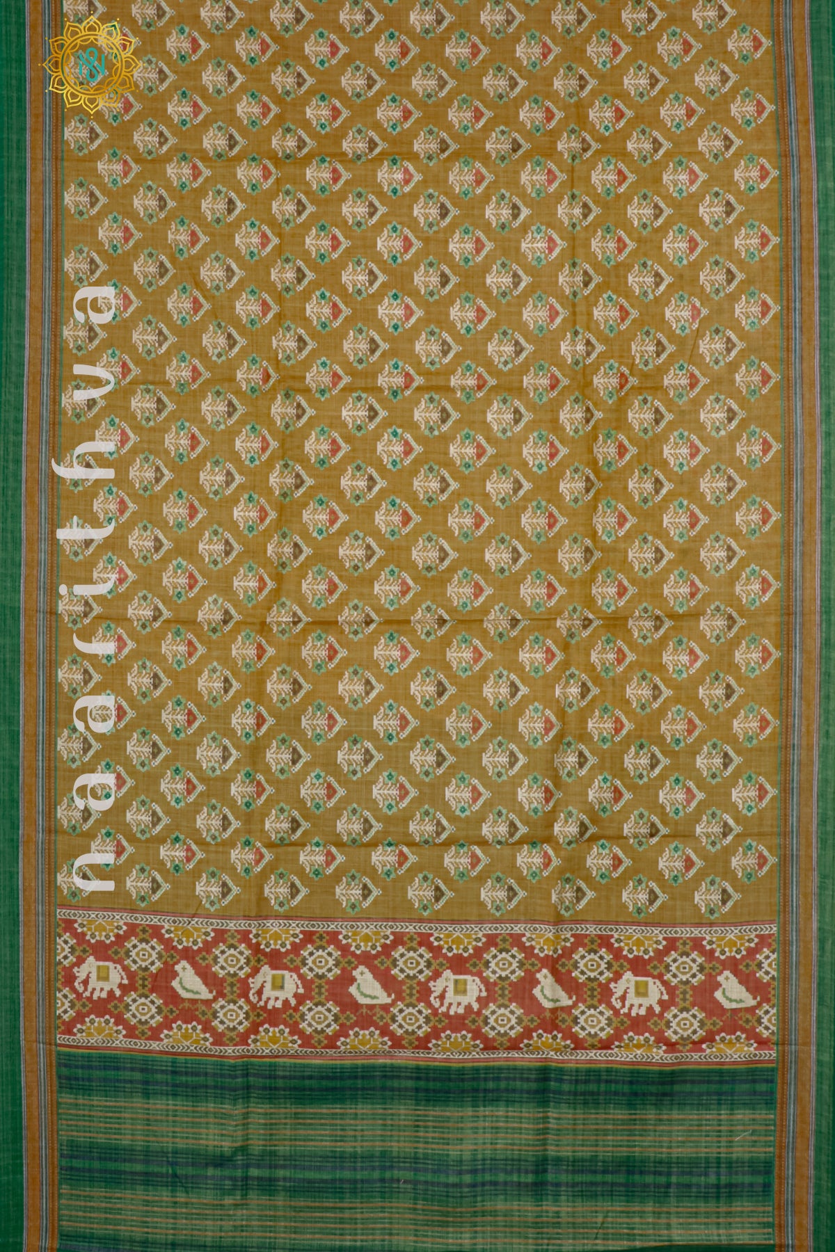 MUSTARD WITH GREEN - LINEN TISSUE