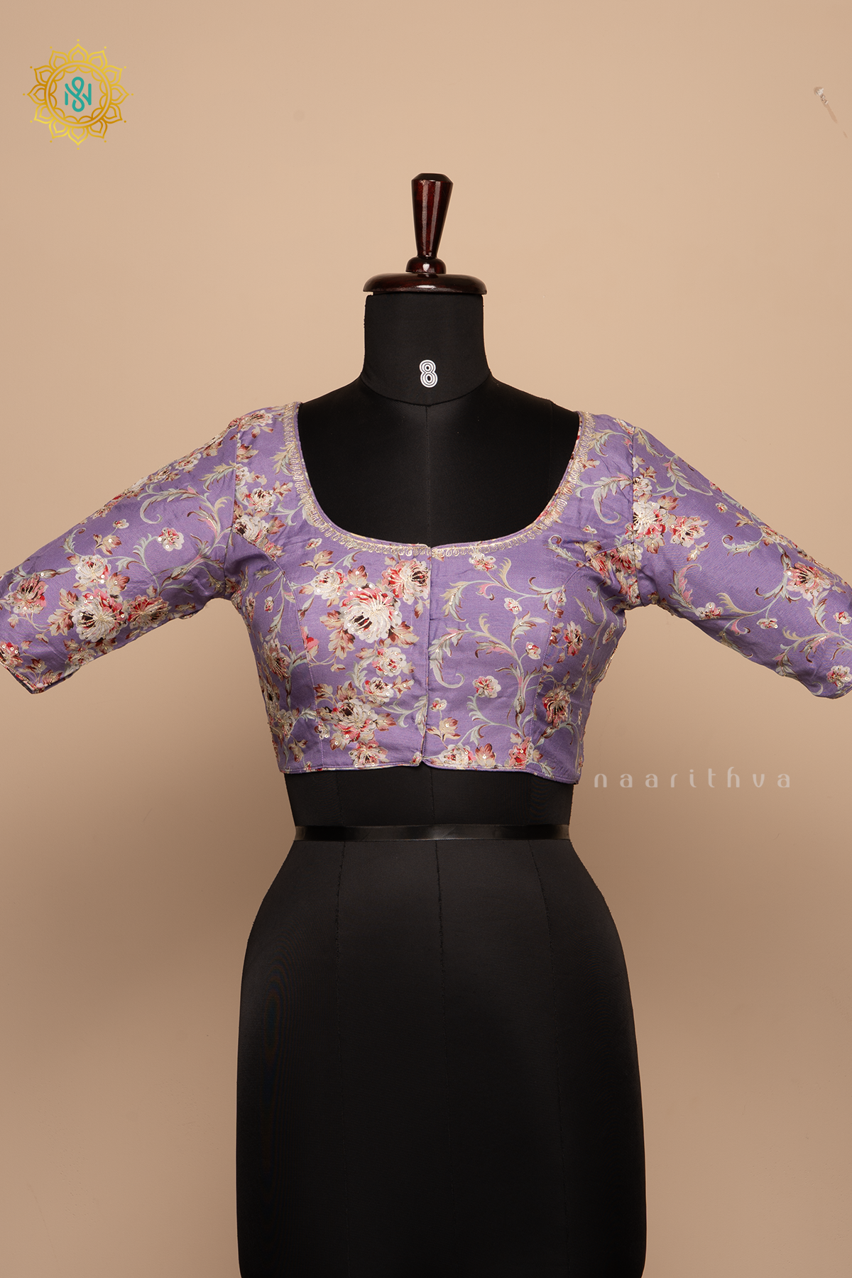 LAVENDER - PRINTED DOLA SILK READYMADE BLOUSE
