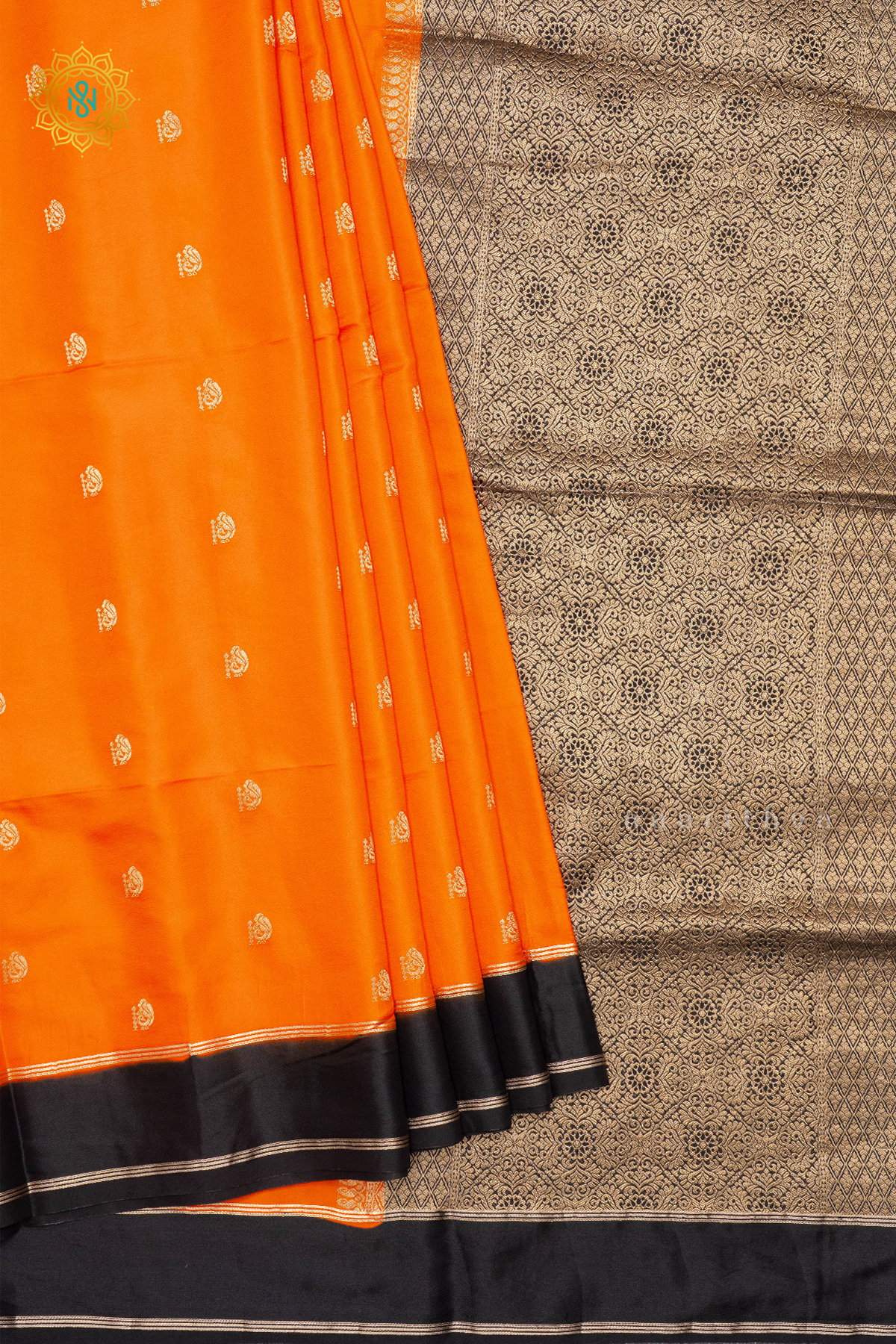 ORANGE WITH BLACK - SEMI SILK