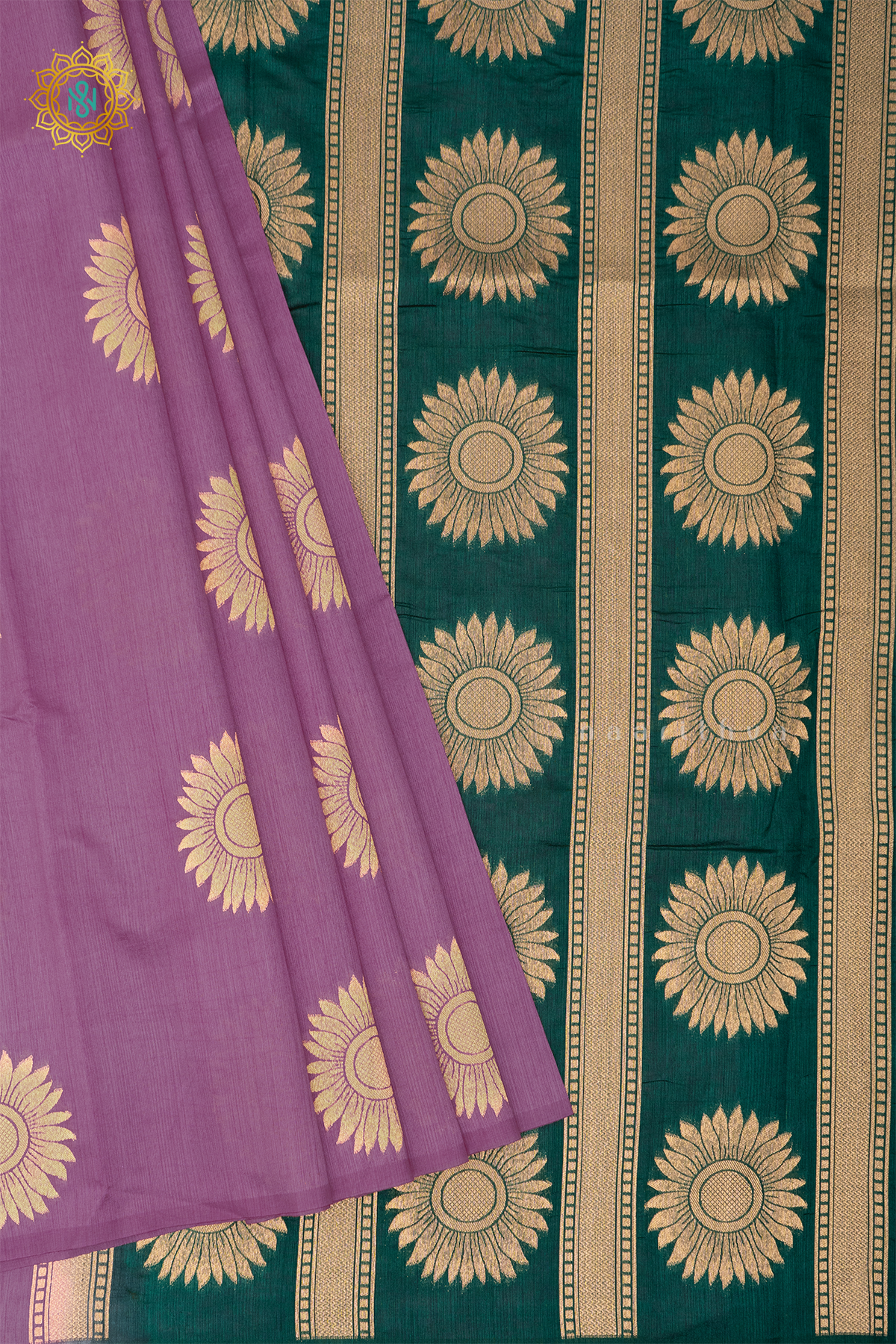 LIGHT PINK WITH BOTTLE GREEN - SEMI RAW SILK