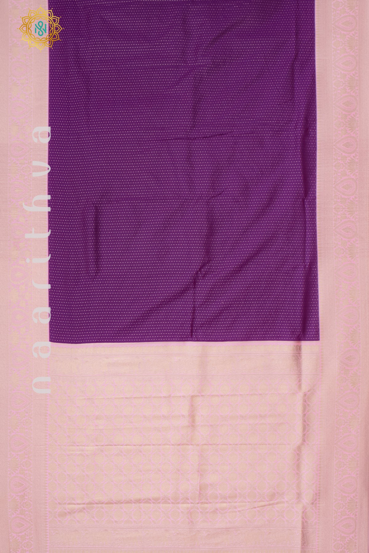 PURPLE WITH PEACHISH PINK - SEMI SILK