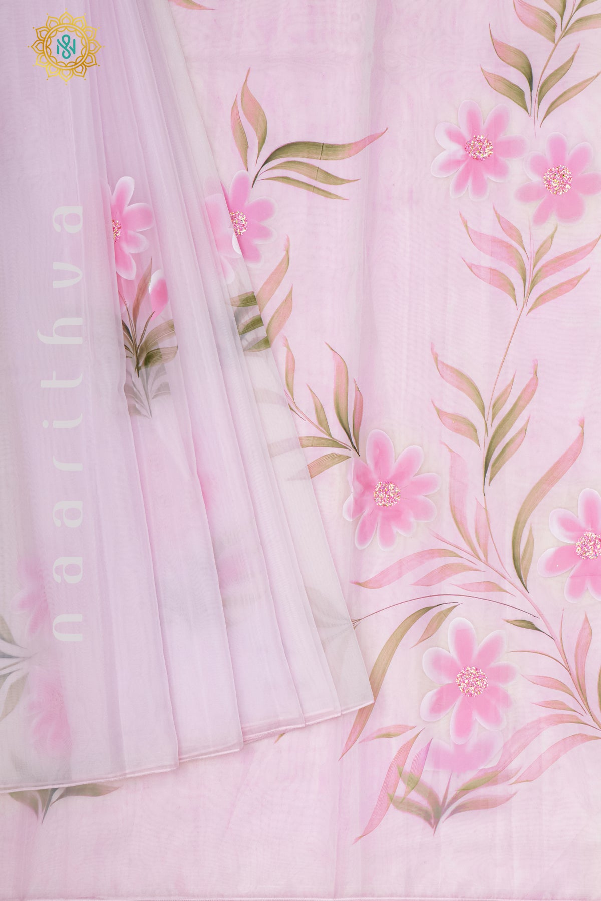 BABY PINK - HAND PAINTED ORGANZA