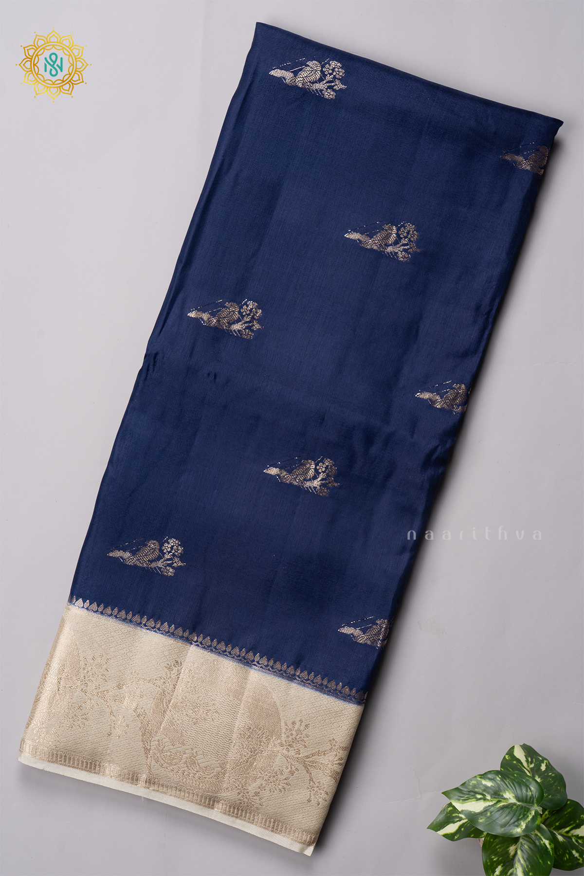 BLUE WITH OFF WHITE - DOLA SILK