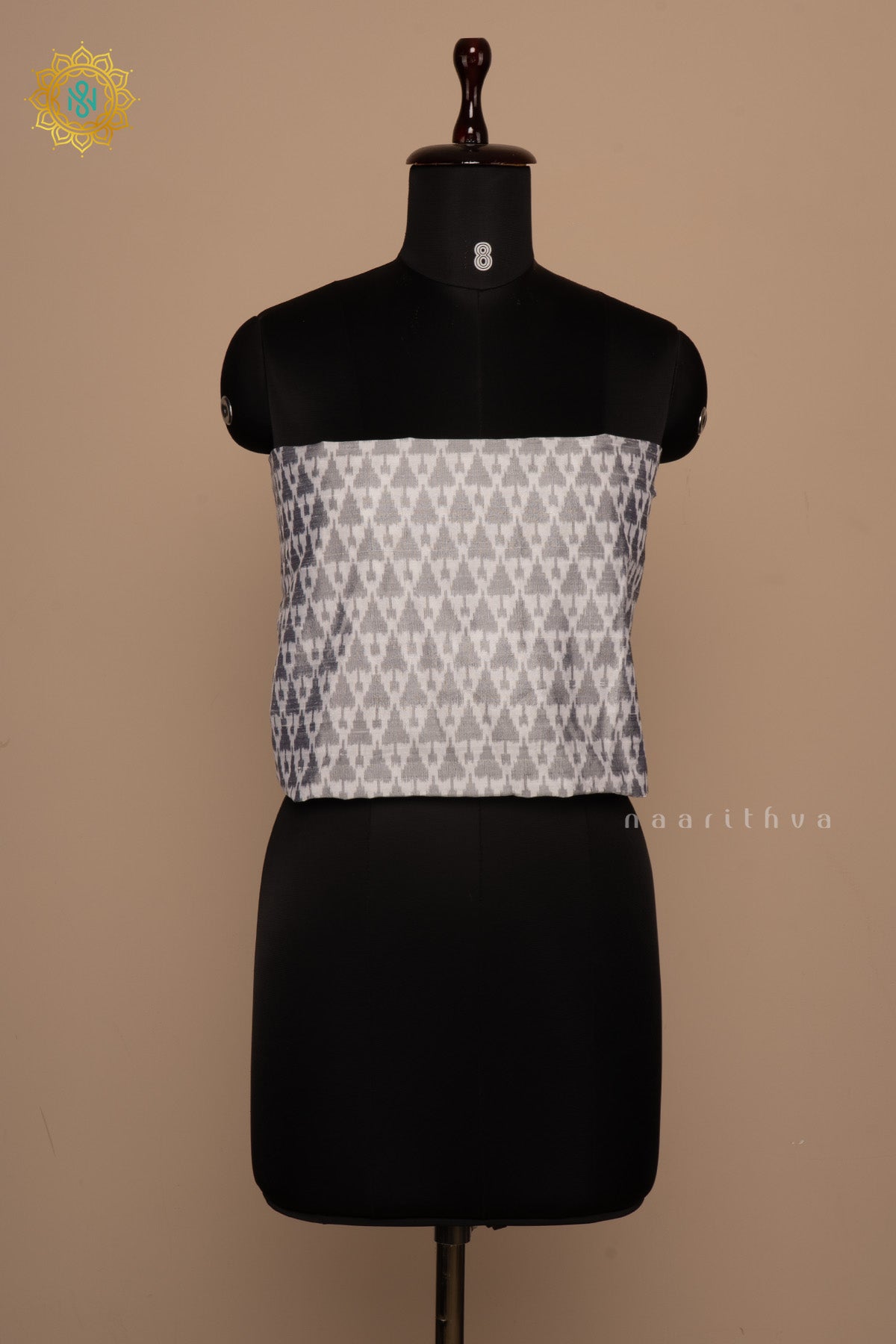 Greyish Silver - Ikkat Woven Pure Silk Blouse Fabric