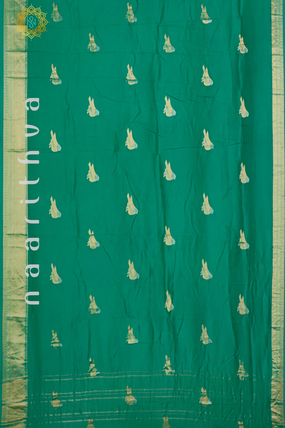 GREEN WITH NAVY BLUE - DOLA SILK