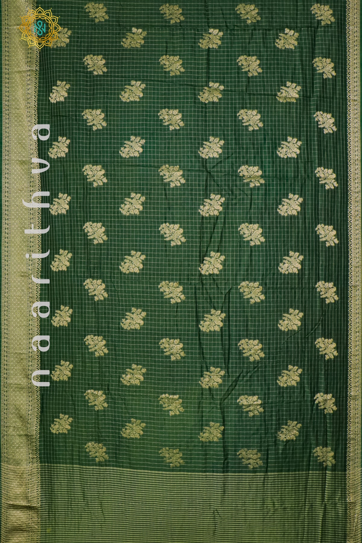 BOTTLE GREEN WITH PARROT GREEN - DOLA SILK