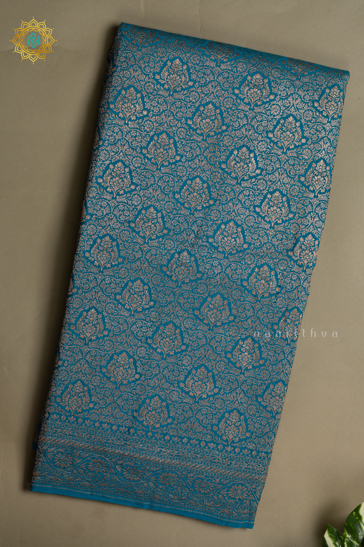 TEAL BLUE - PURE BANARASI CREPE
