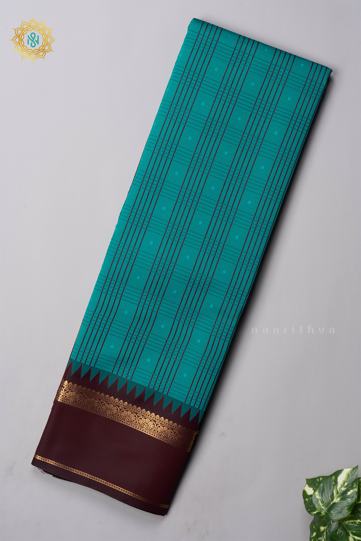 SKY BLUE WITH BROWN - SEMI KANCHI