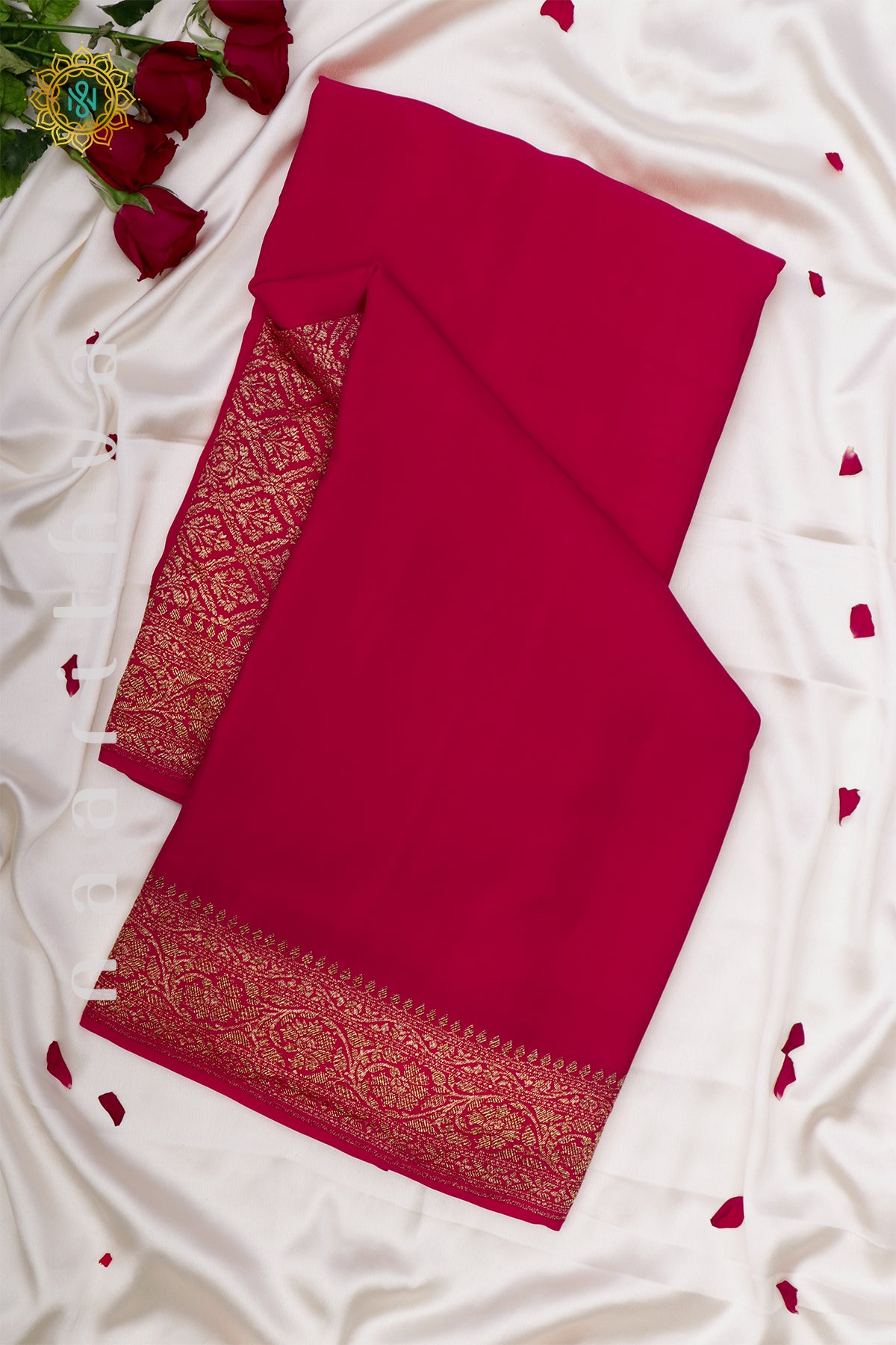 RED WITH BLACK - PURE BANARASI CREPE SILK