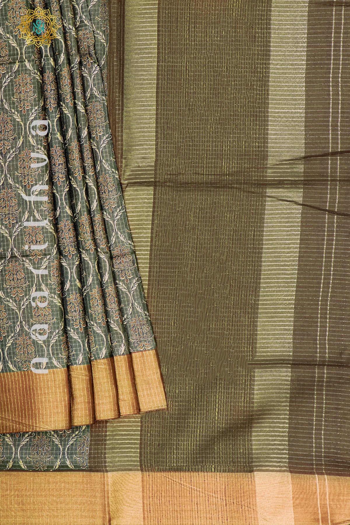 OLIVE GREEN - SEMI TUSSAR SILK