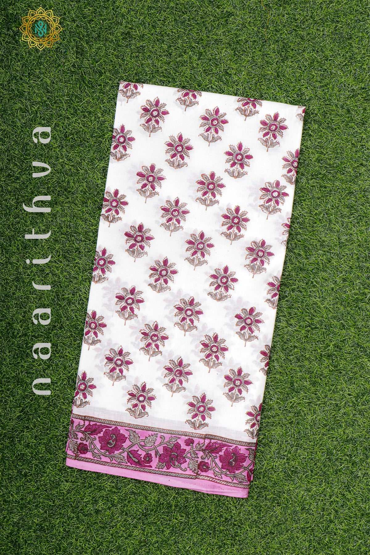 WHITE WITH MAGENTA - MUL COTTON