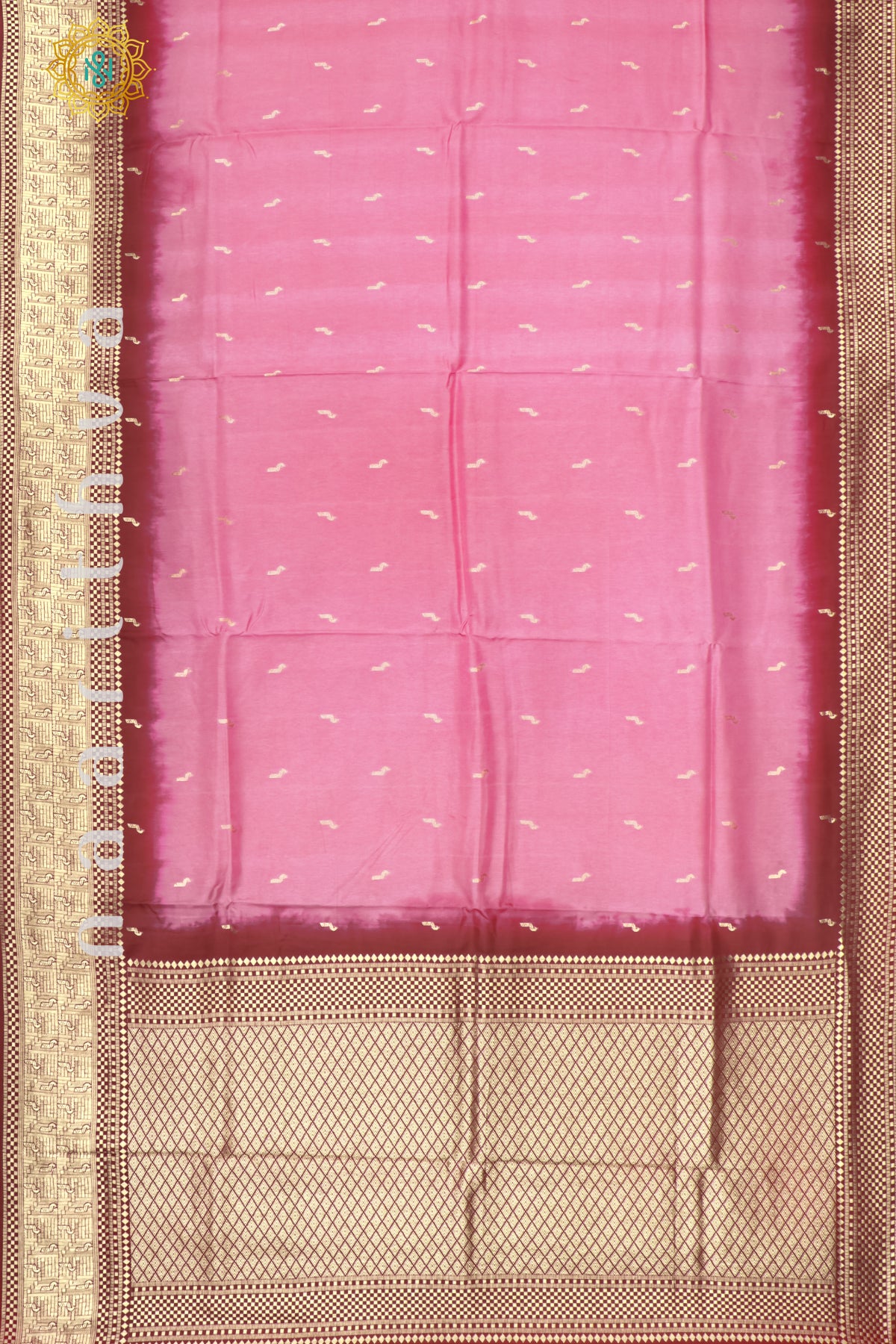 PEACH WITH MAROON - DOLA SILK