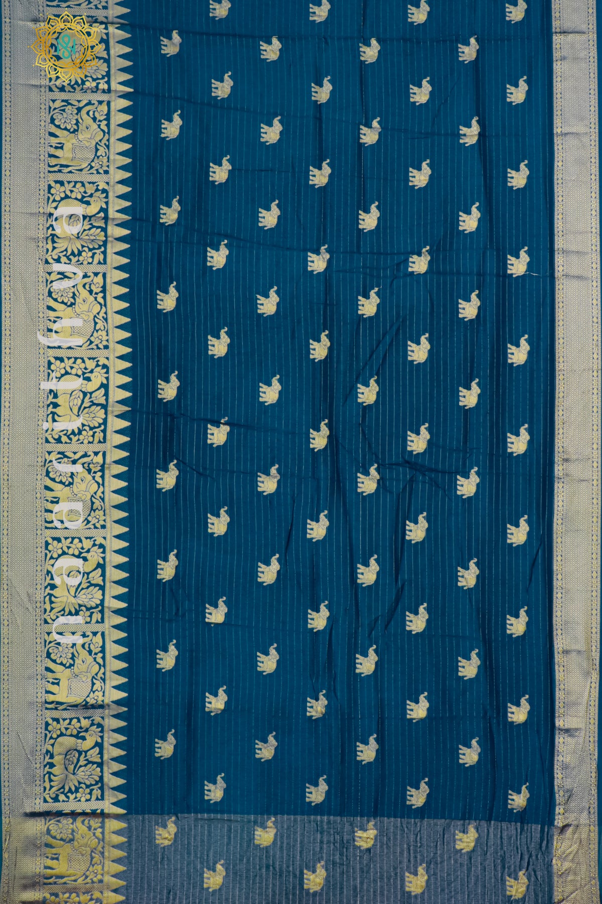 PEACOCK BLUE WITH RANI PINK - DOLA SILK