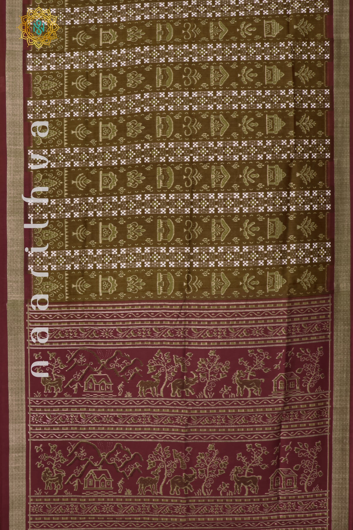 OLIVE GREEN WITH MAROON - KOTHA TUSSAR