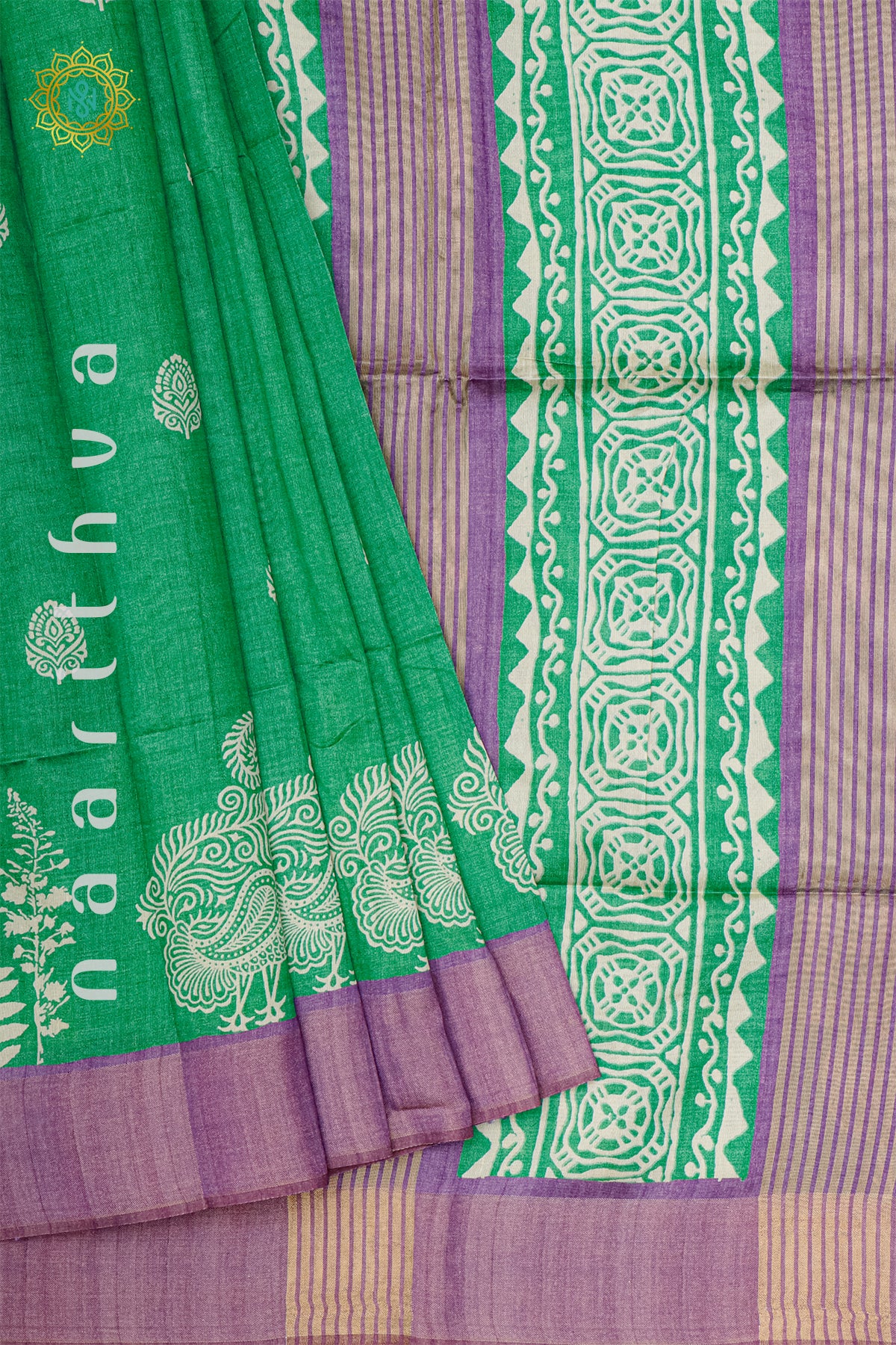 GREEN WITH PURPLE - SEMI TUSSAR