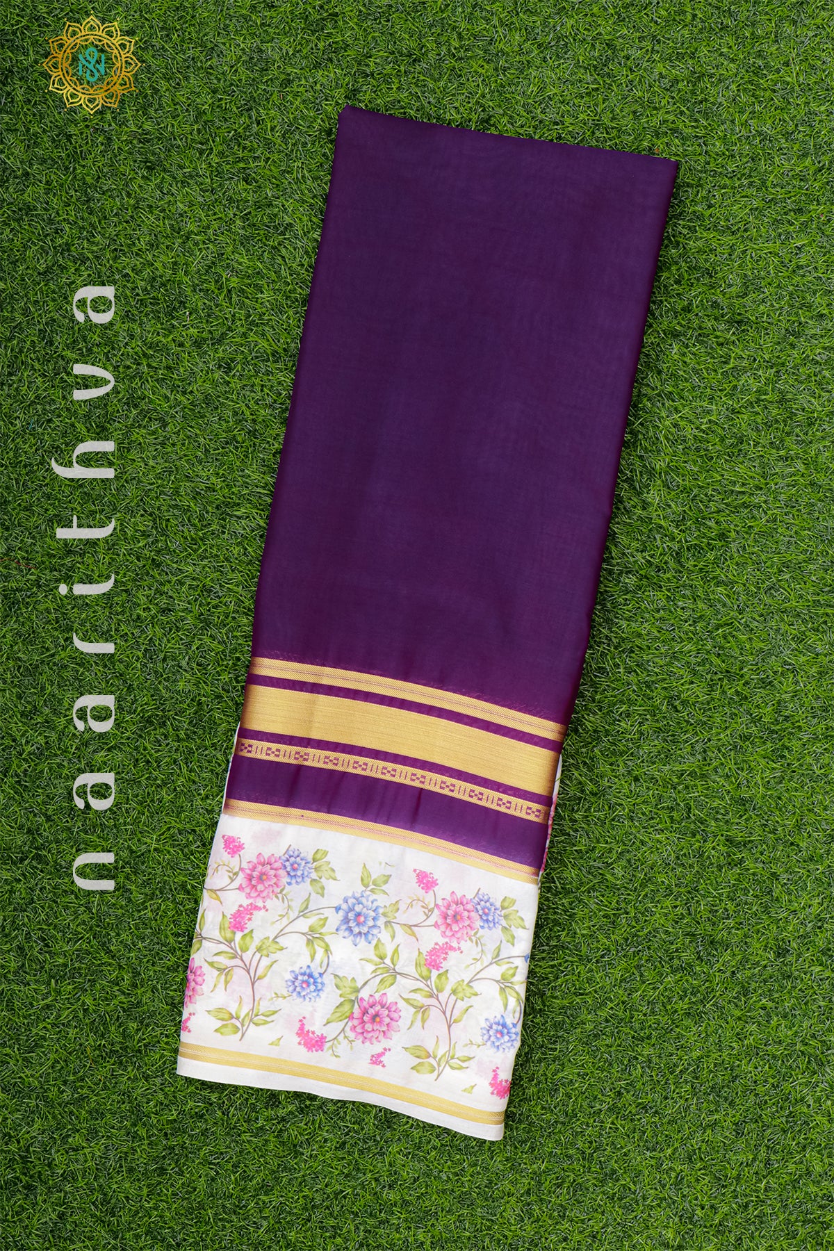 MAGENTA WITH PURPLE - SEMI MYSORE SILK