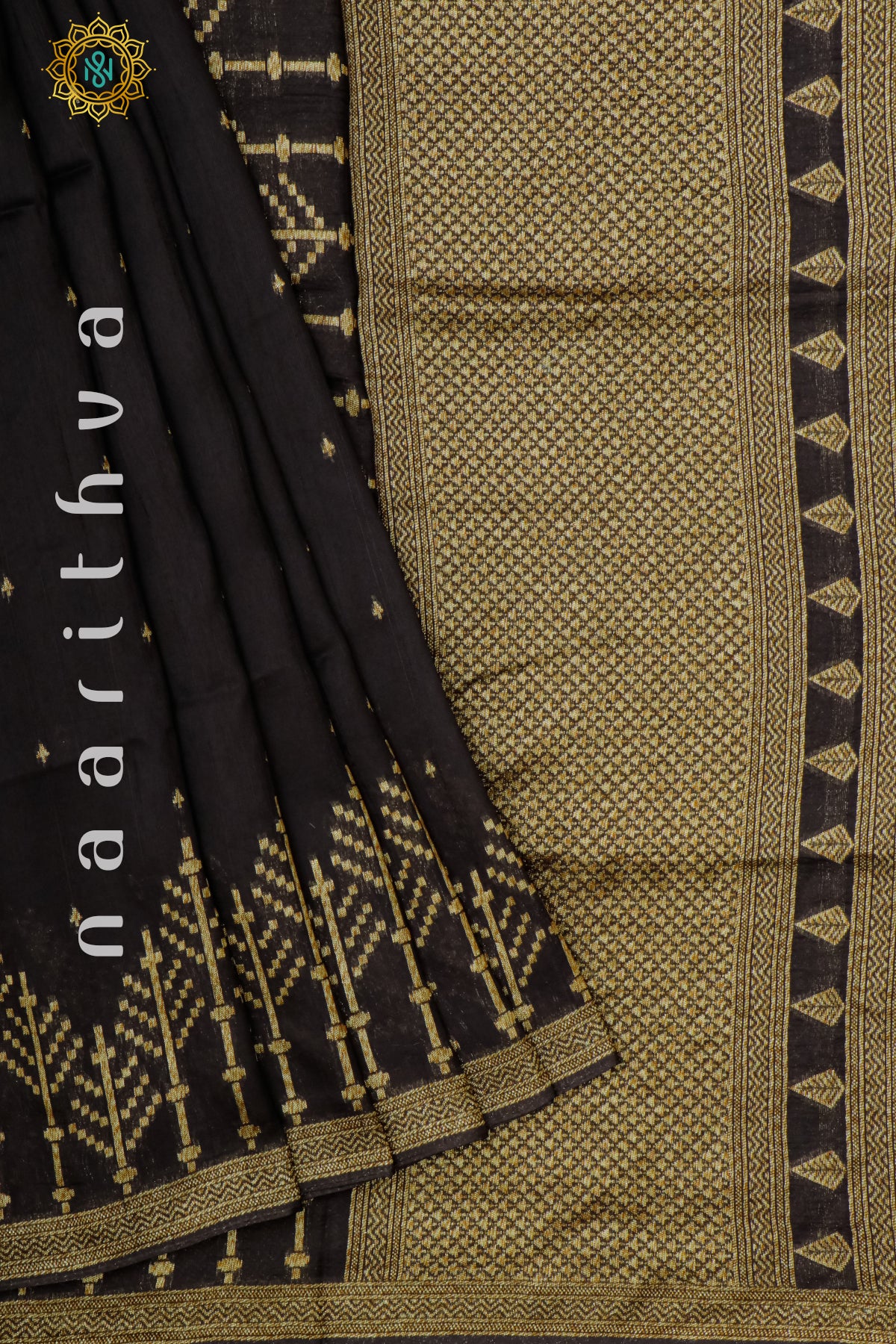 BLACK - SEMI BANARASI RAW SILK