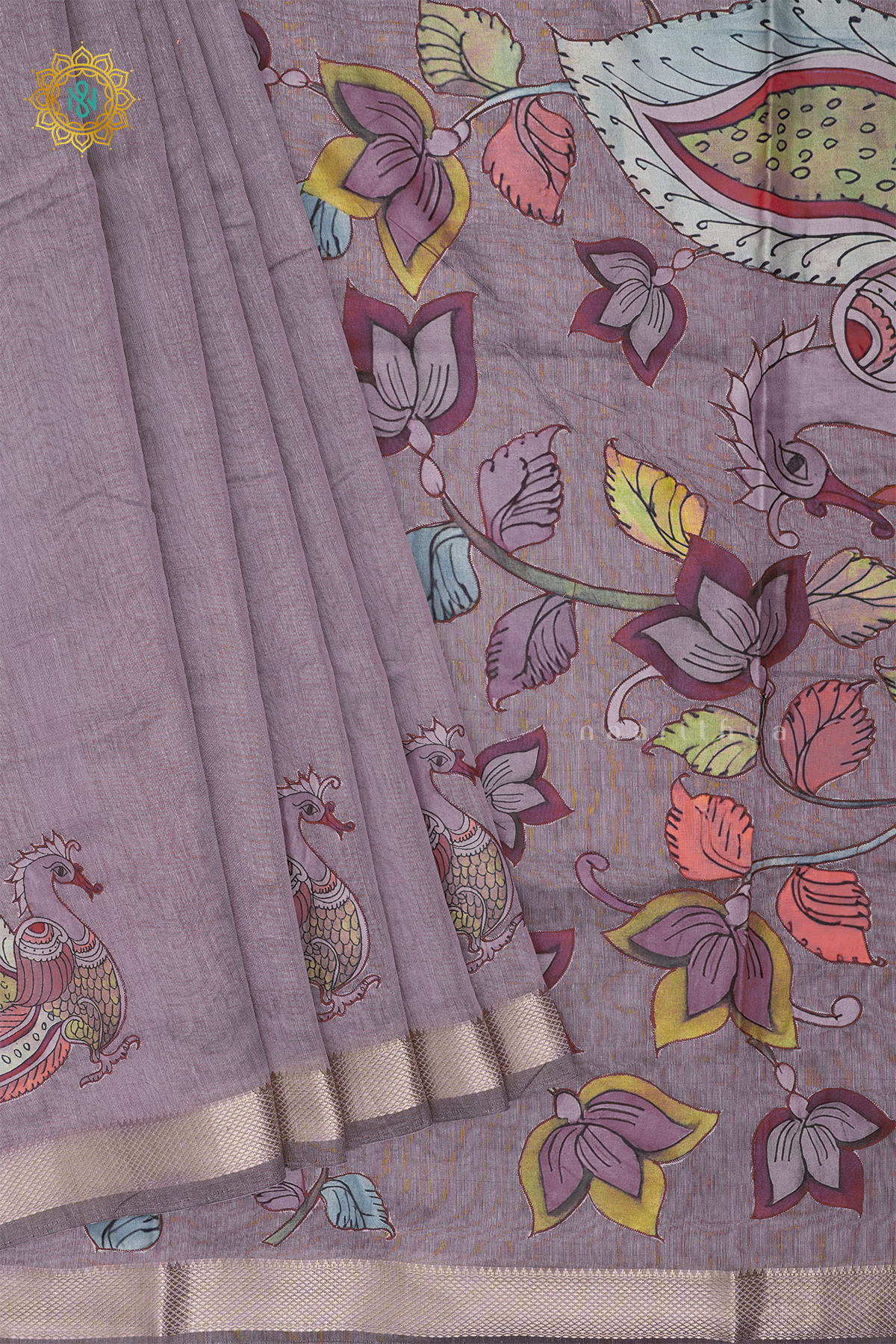 LAVENDER - SEMI TISSUE WITH APPLIQUE WORK