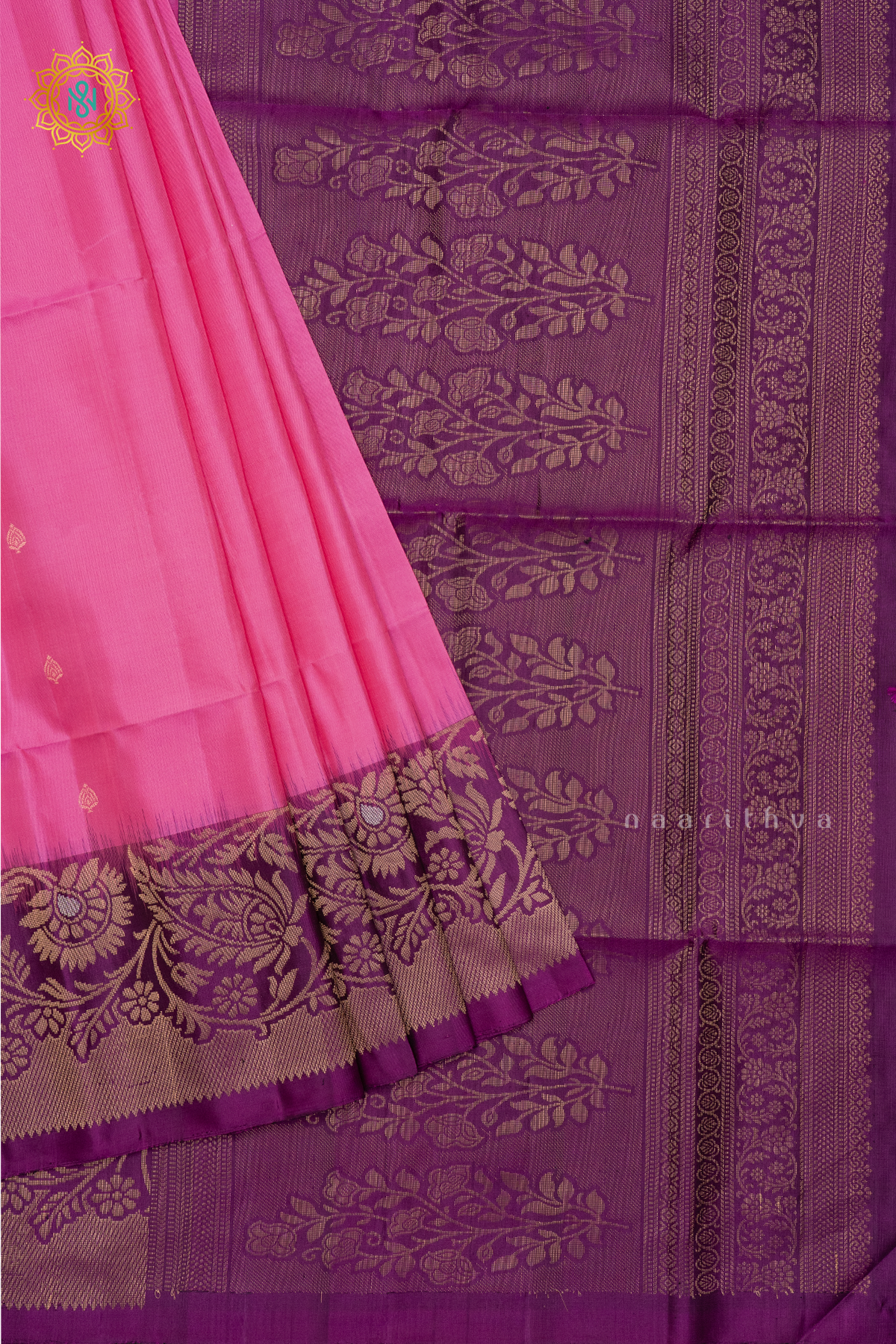 PINK WITH PURPLE - PURE KANJIVARAM SOFT SILK