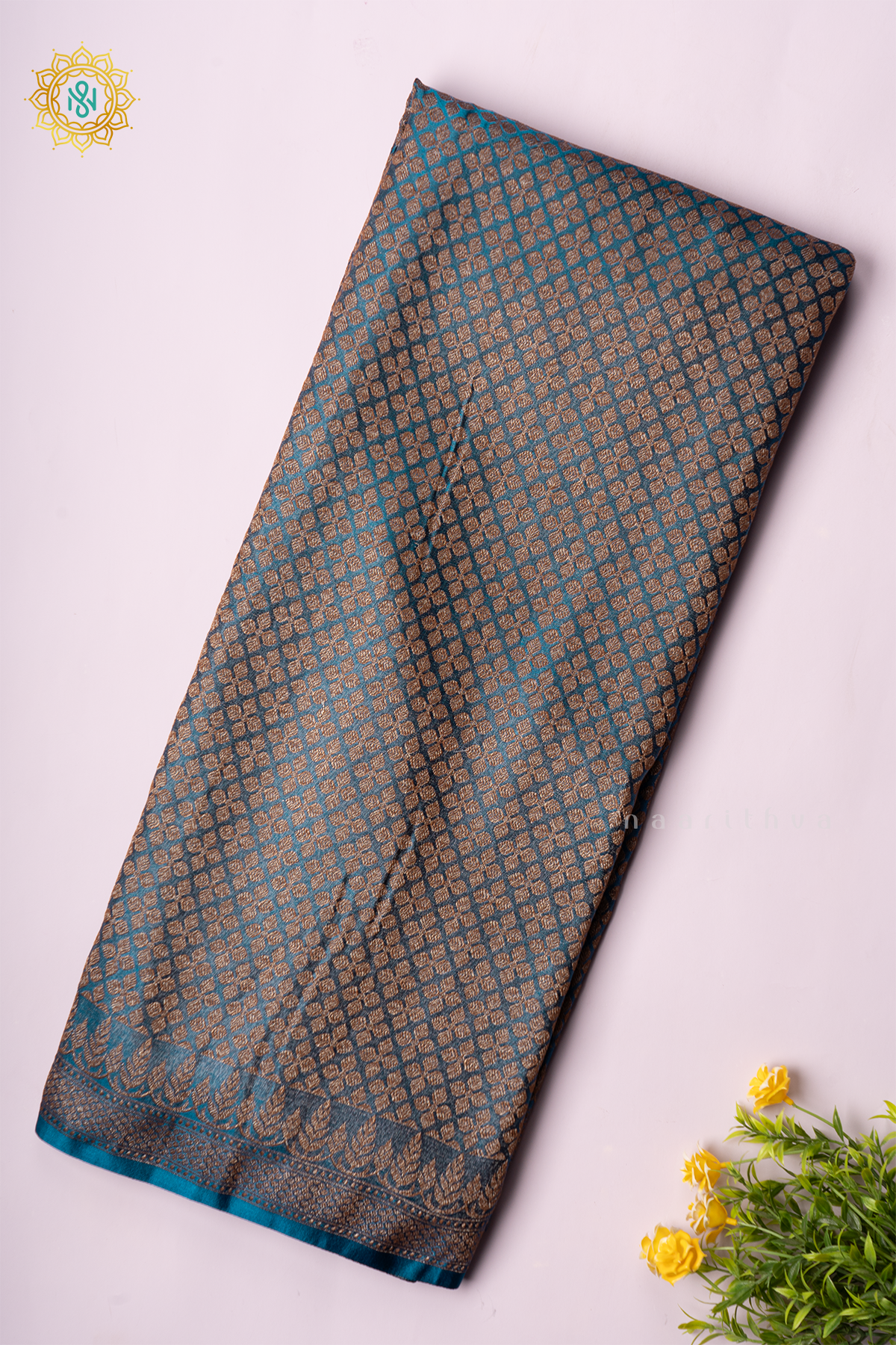 TEAL BLUE - SATIN BANRASI