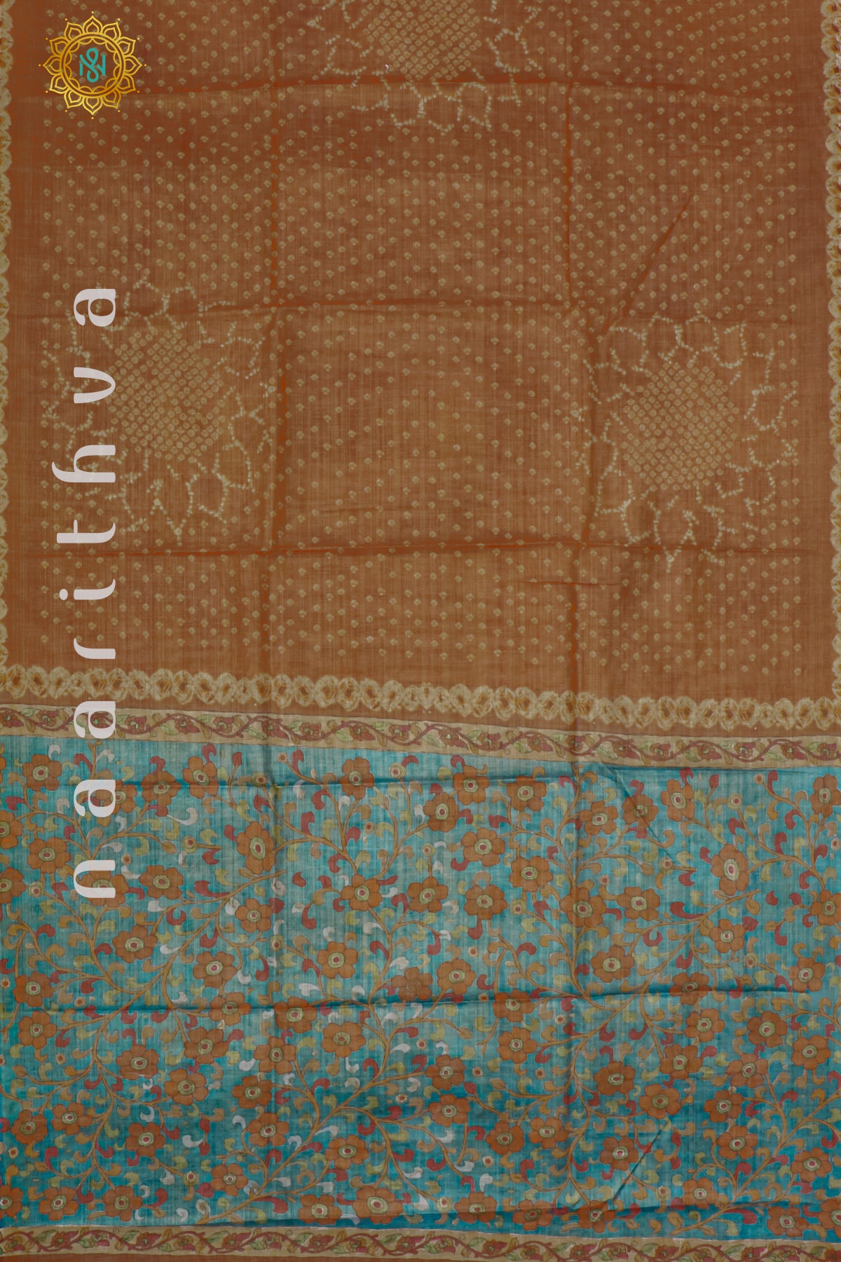 RUST ORANGE WITH GREEN - LINEN TISSUE