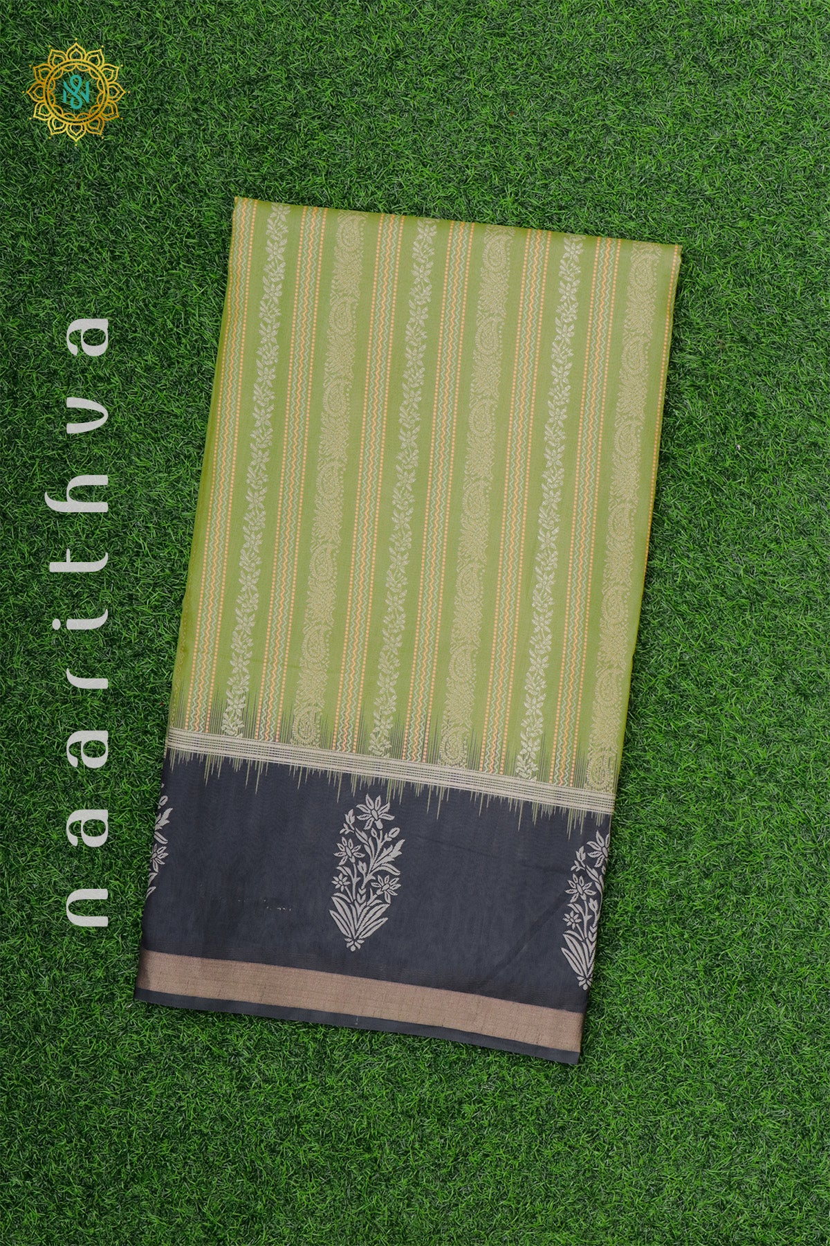 GREEN WITH ELEPHANT GREY - DOLA SILK