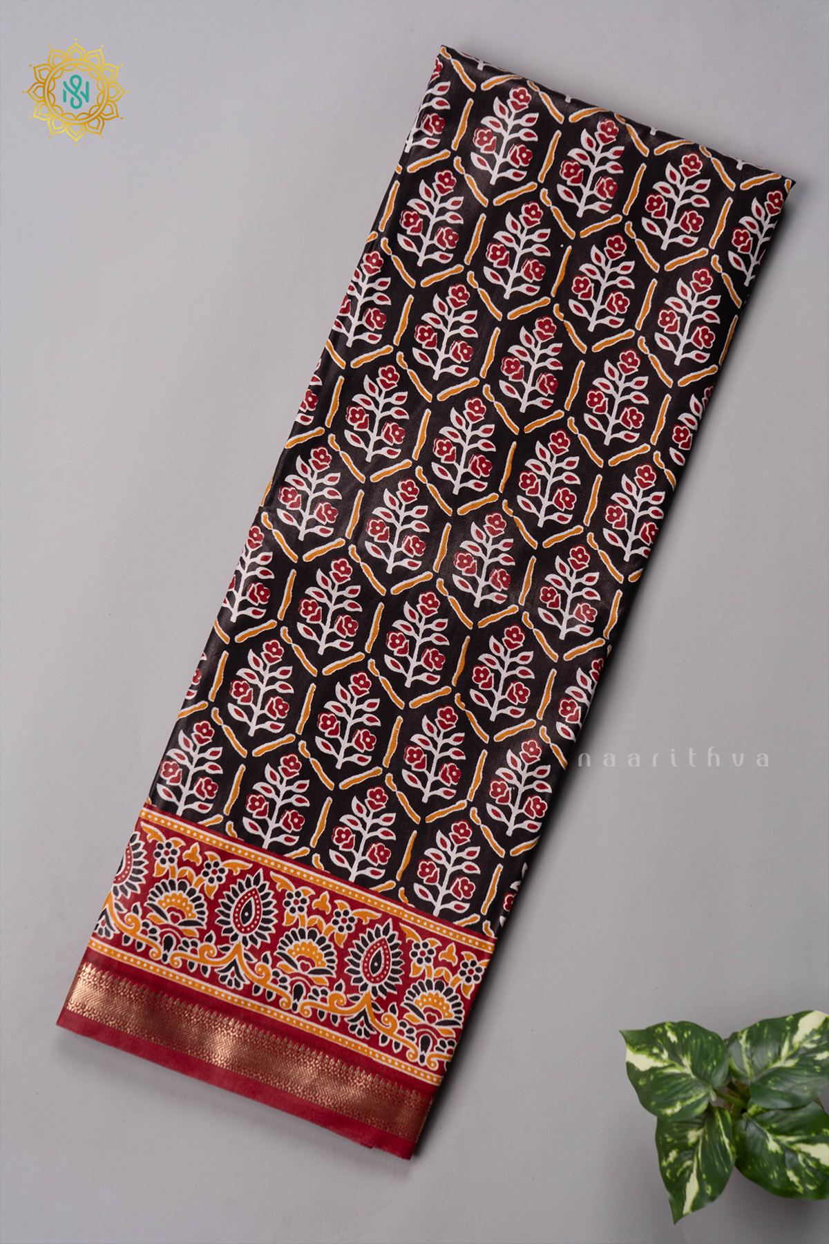 BLACK WITH MAROON - VISCOSE COTTON