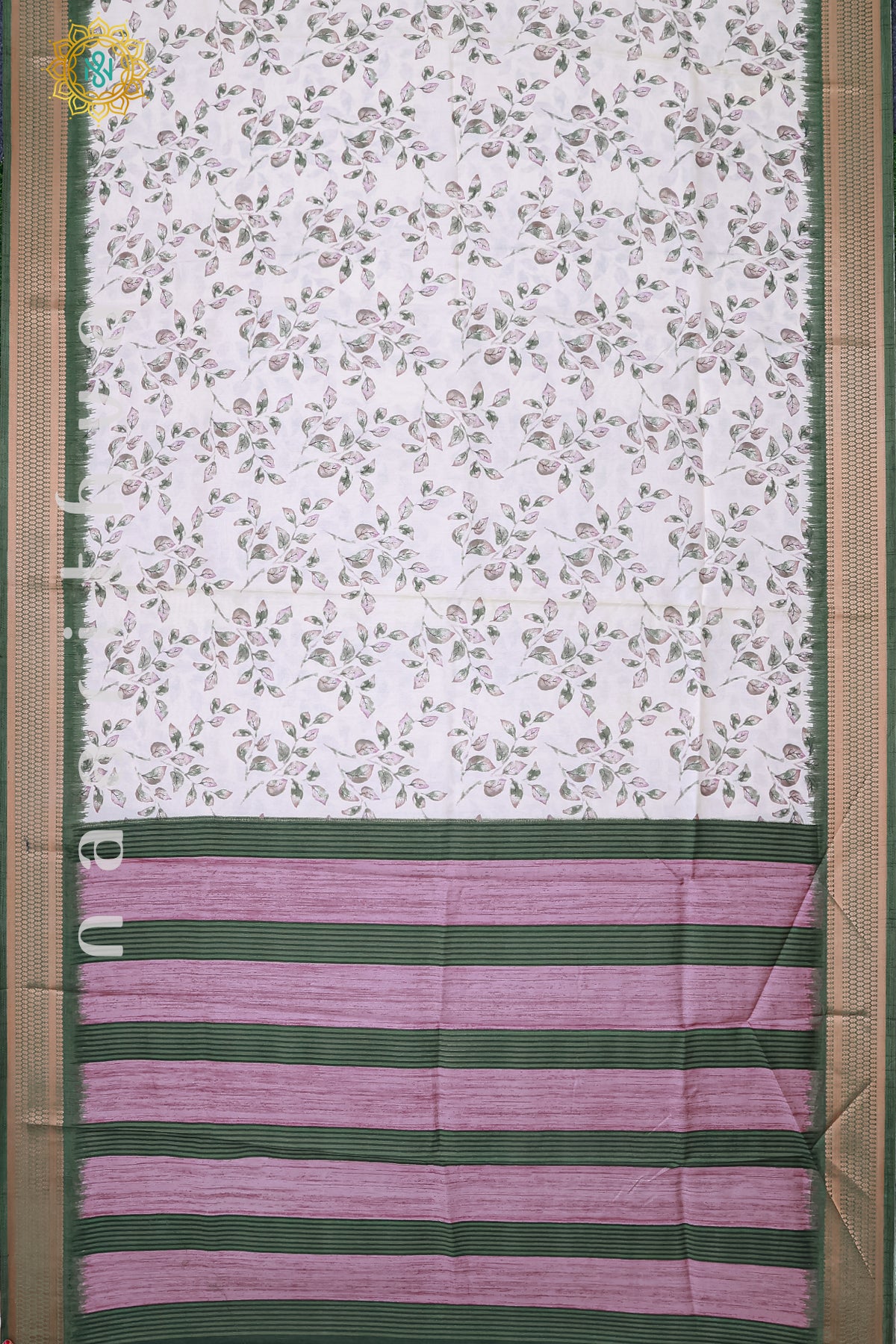 WHITE WITH GREEN - DOLA SILK