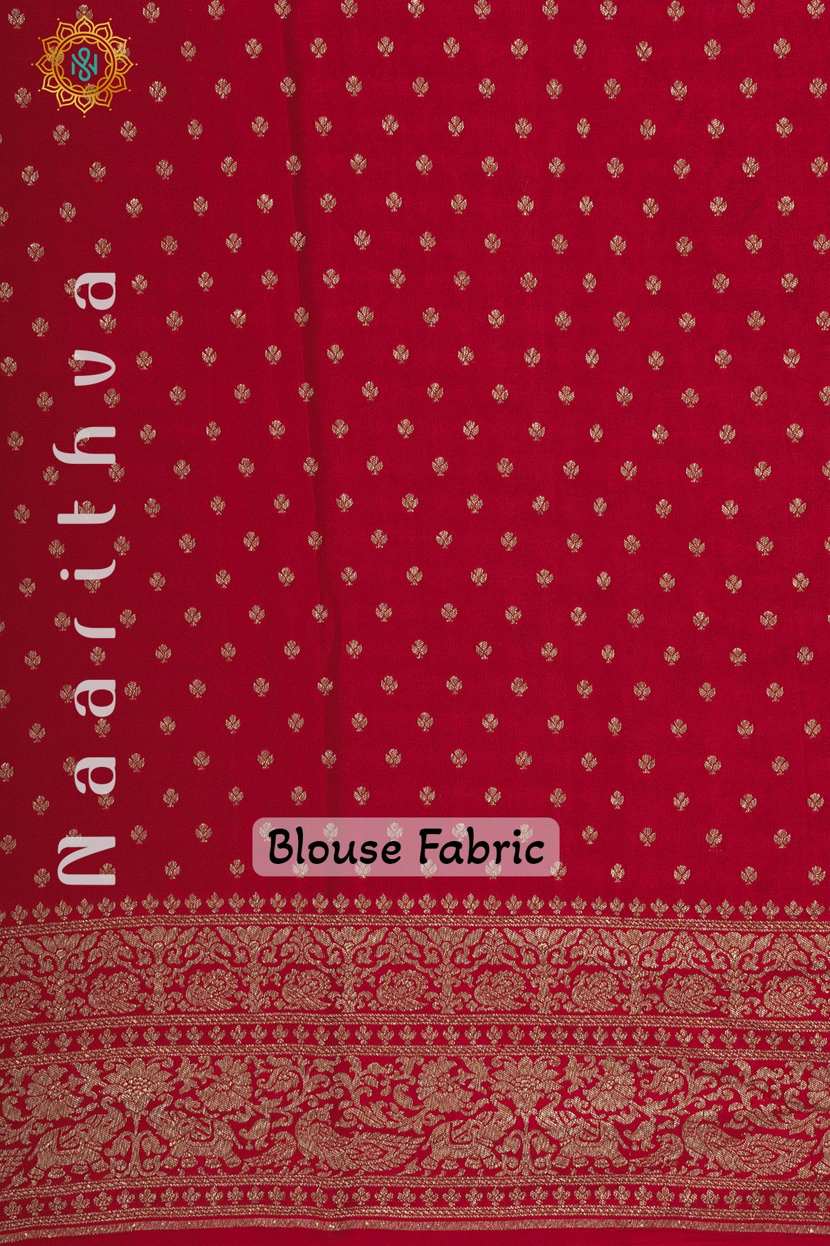 BLUE WITH RED - PURE BANARASI CREPE