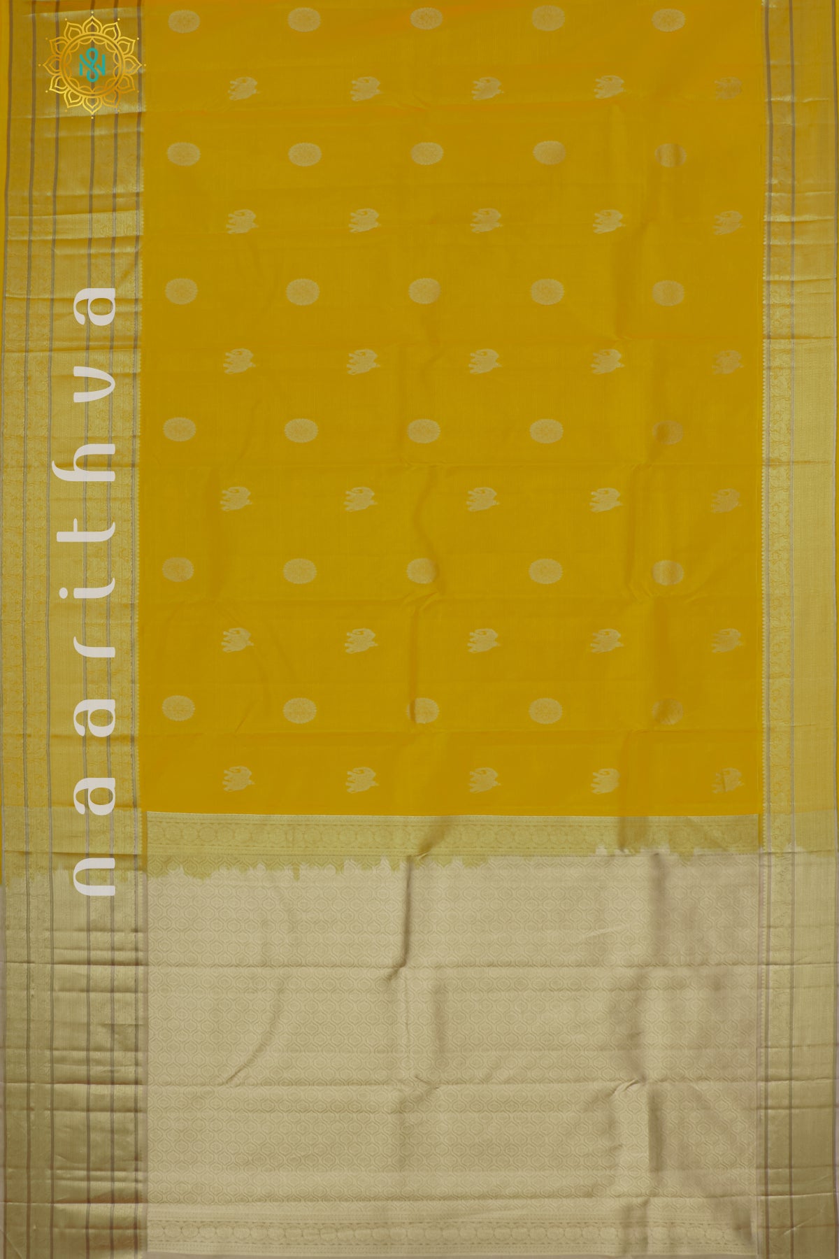 YELLOW WITH BIEGE - PURE KANJIVARAM SILK