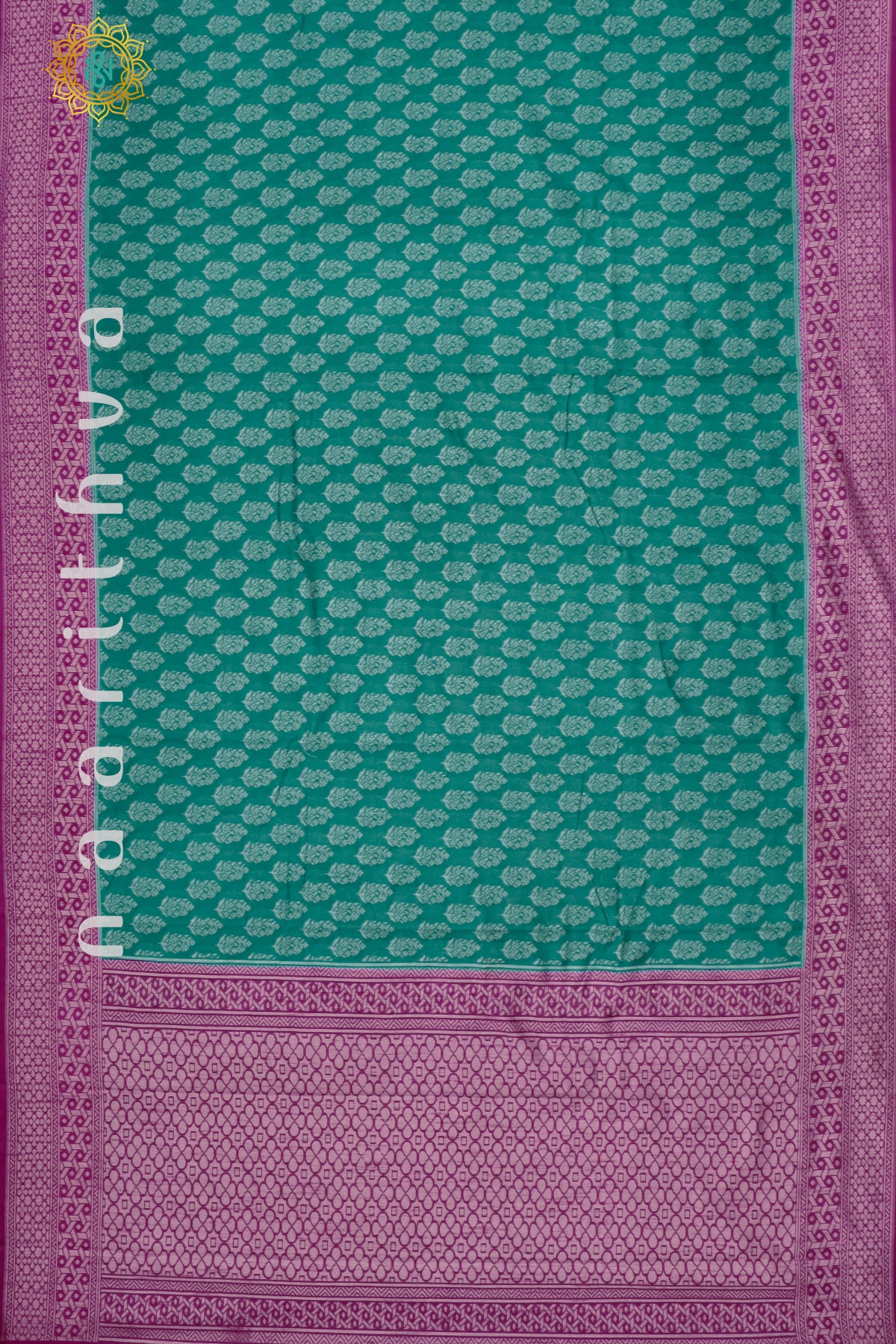 GREEN WITH MAGENTA - JUTE COTTON