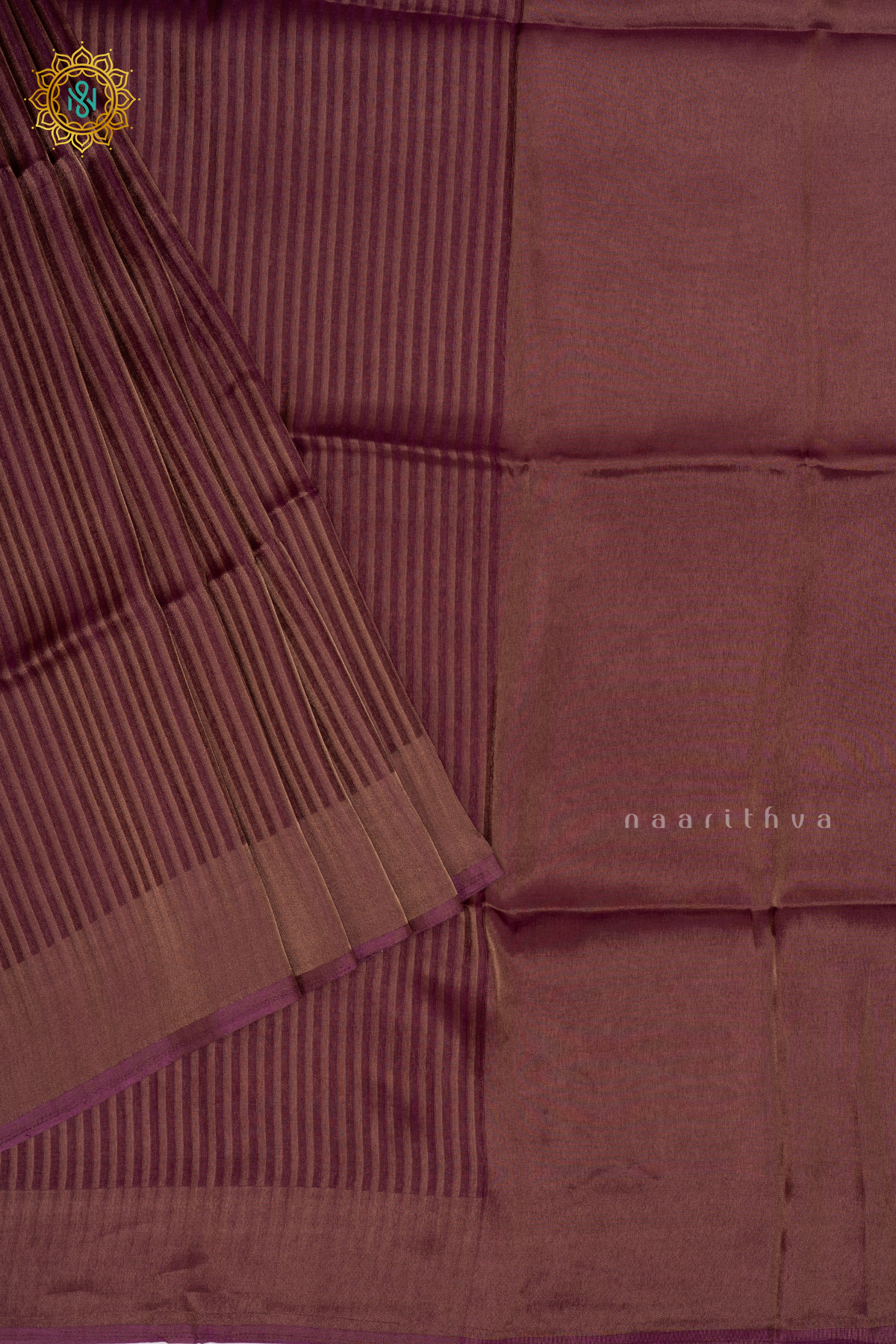 Purple Semi Tissue Saree With Tissue Stripes On The Body And Border