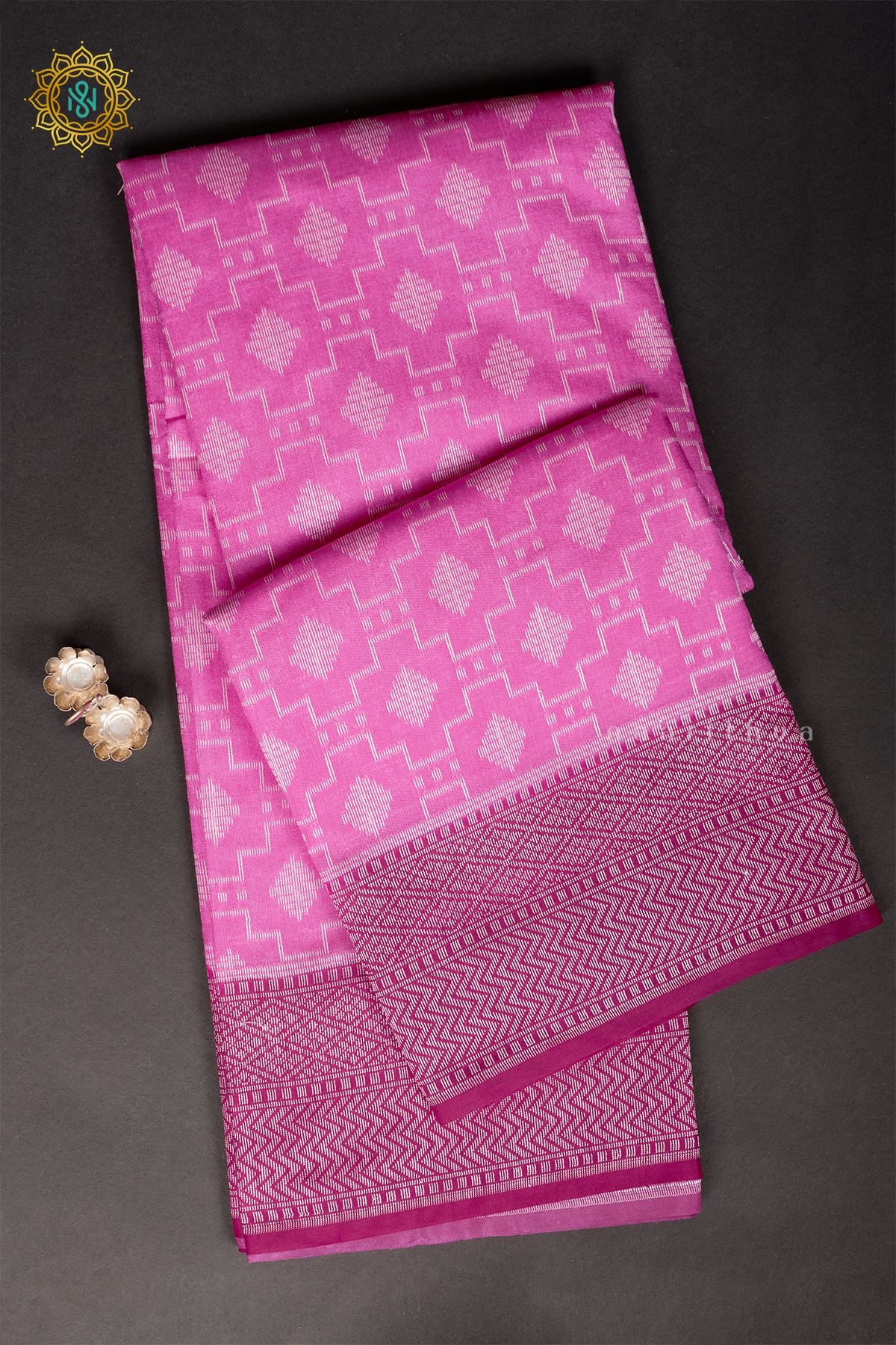 LIGHT PINK WITH RANI PINK - JUTE COTTON