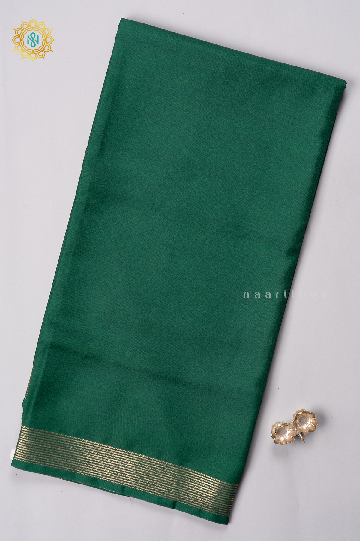 BOTTLE GREEN - SEMI MYSORE CREPE SILK