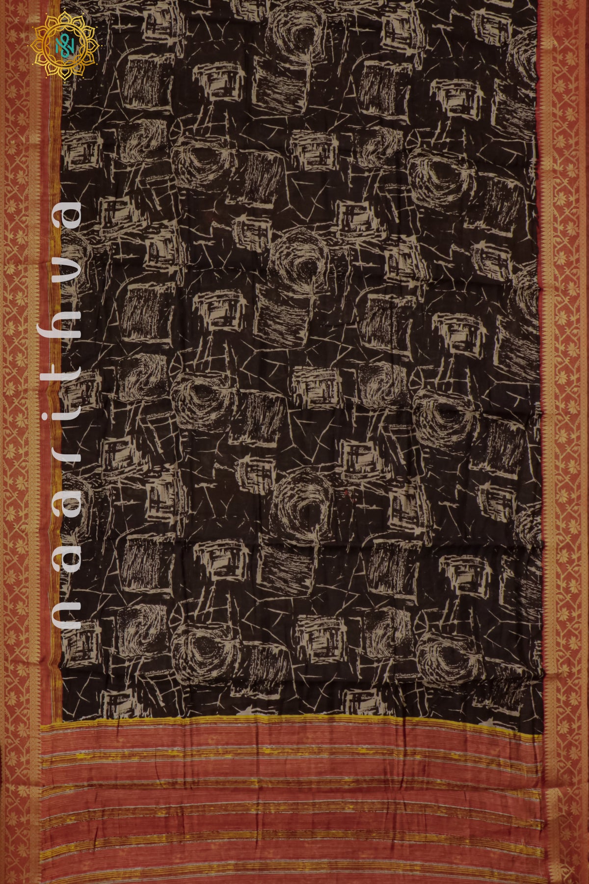 BLACK WITH MAROON - CHANDERI SILK COTTON