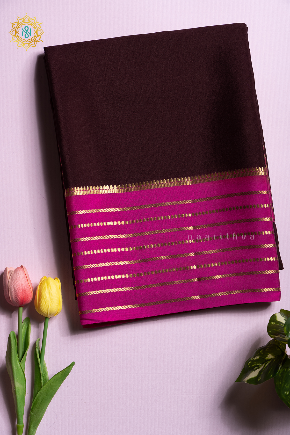 WINE WITH PINK - PURE MYSORE CREPE SILK
